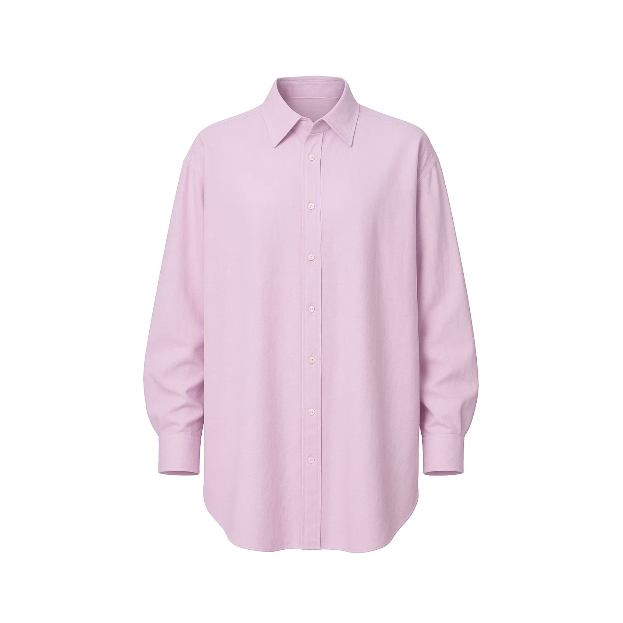 Tailory baby pink oversized button-up shirt front view