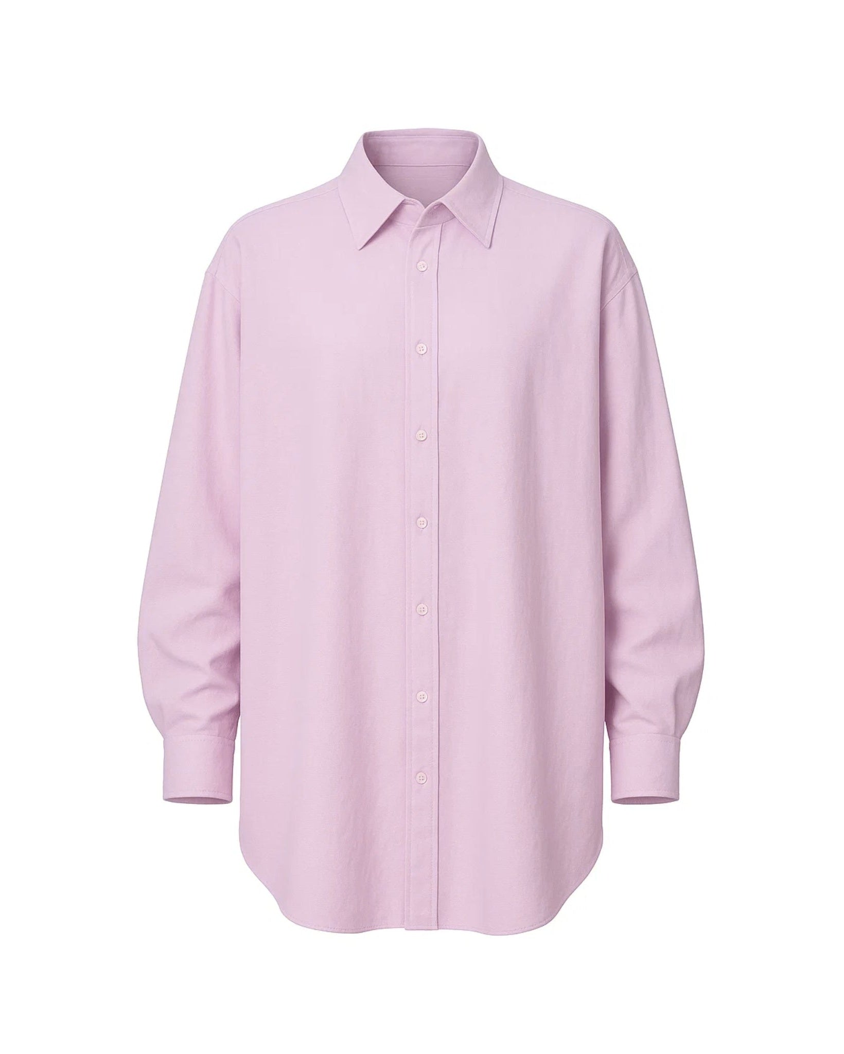Tailory baby pink oversized button-up shirt front view