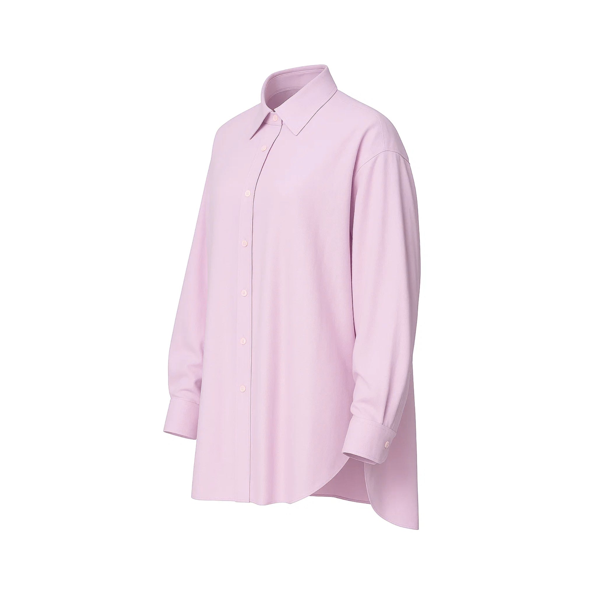Tailory baby pink oversized button-up shirt side view