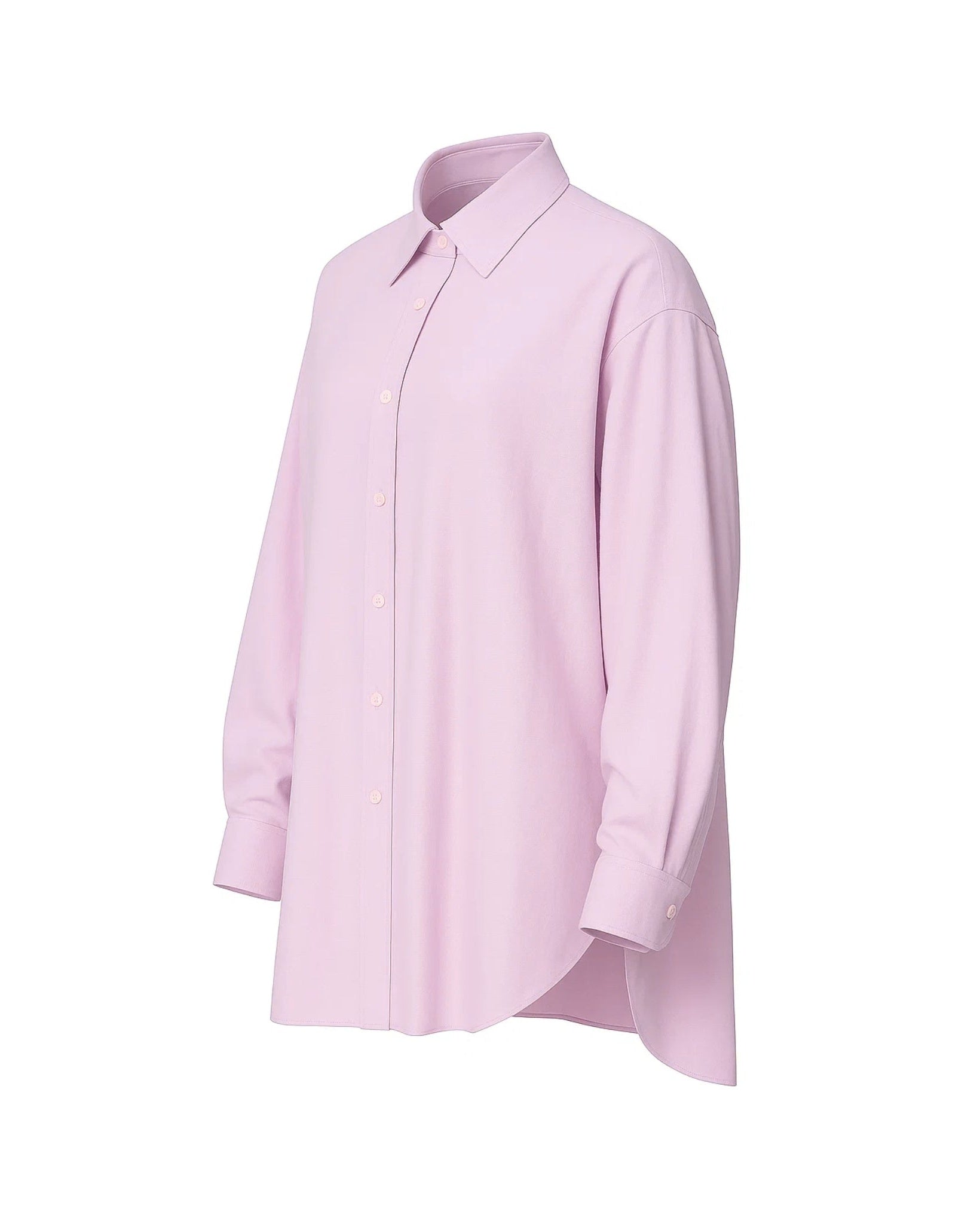 Tailory baby pink oversized button-up shirt side view