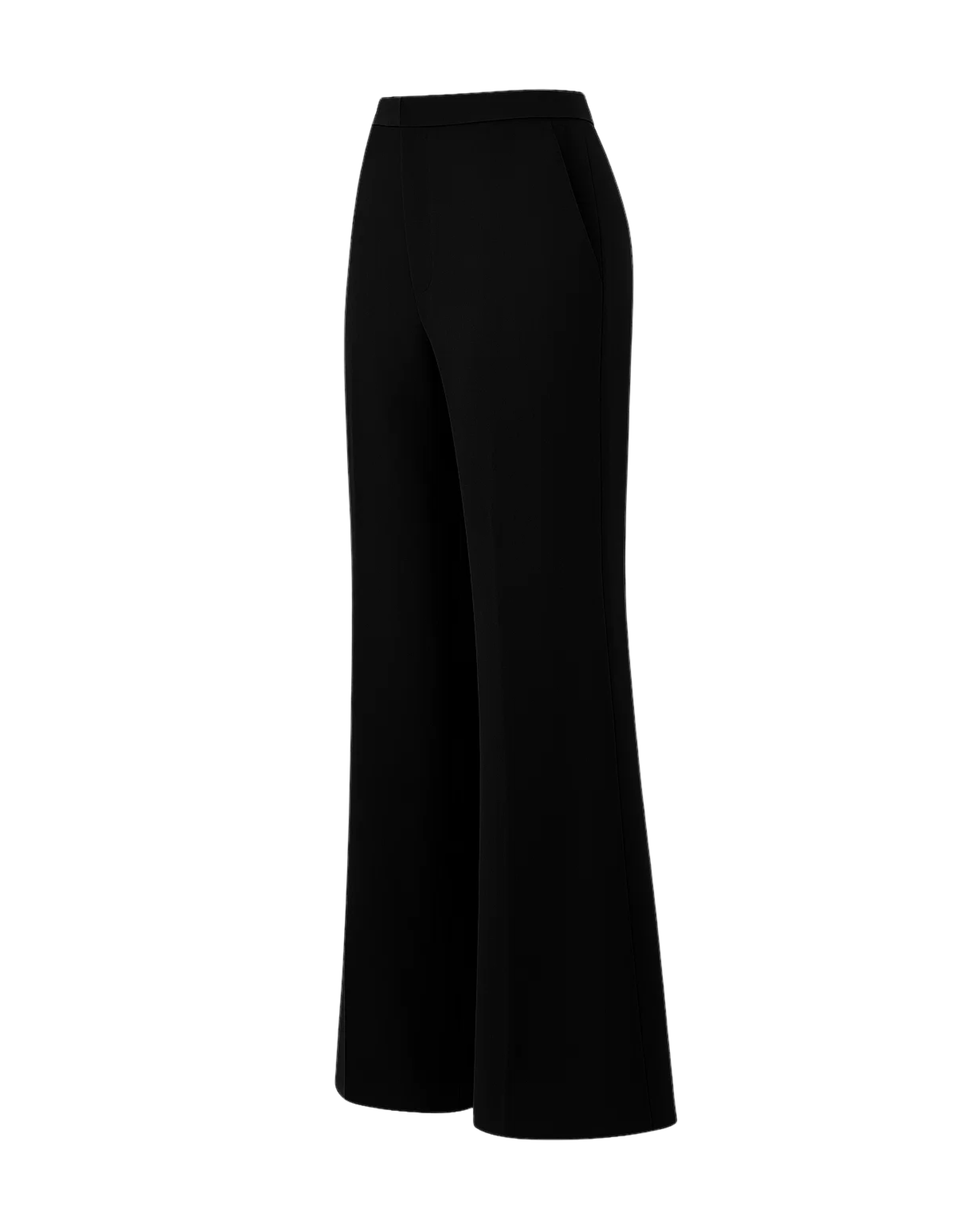 Tailory black wide leg women’s suit pants high-rise side view