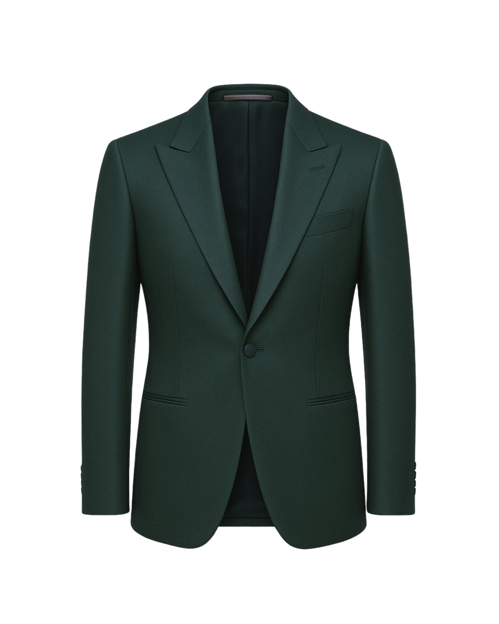 Tailory hunter green peak lapel wool dinner jacket front view