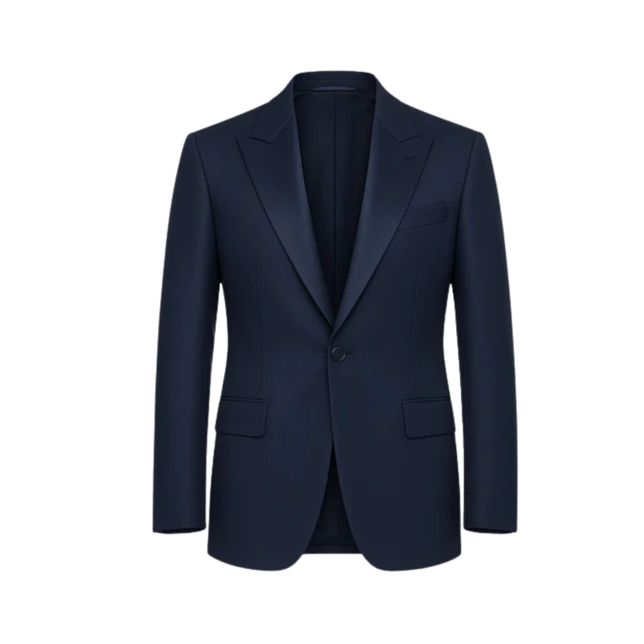 Tailory midnight blue peak lapel wool dinner jacket front view