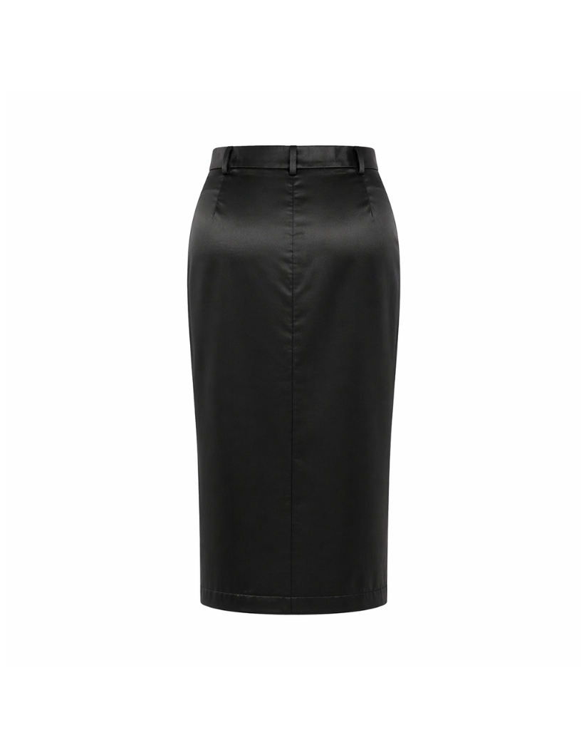 Tailory black pencil skirt smooth finish back view