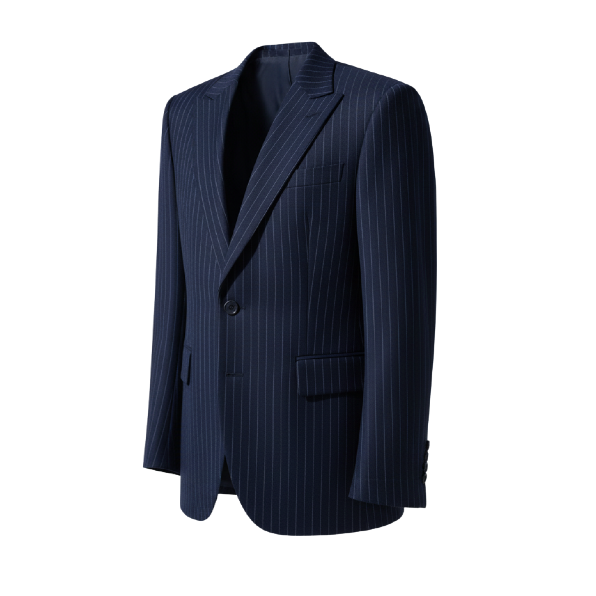 Tailory navy white pinstripe oversized blazer side view