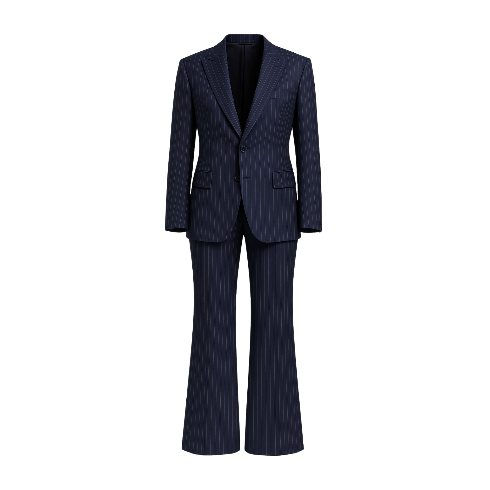 Tailory navy white pinstripe oversized suit set front view