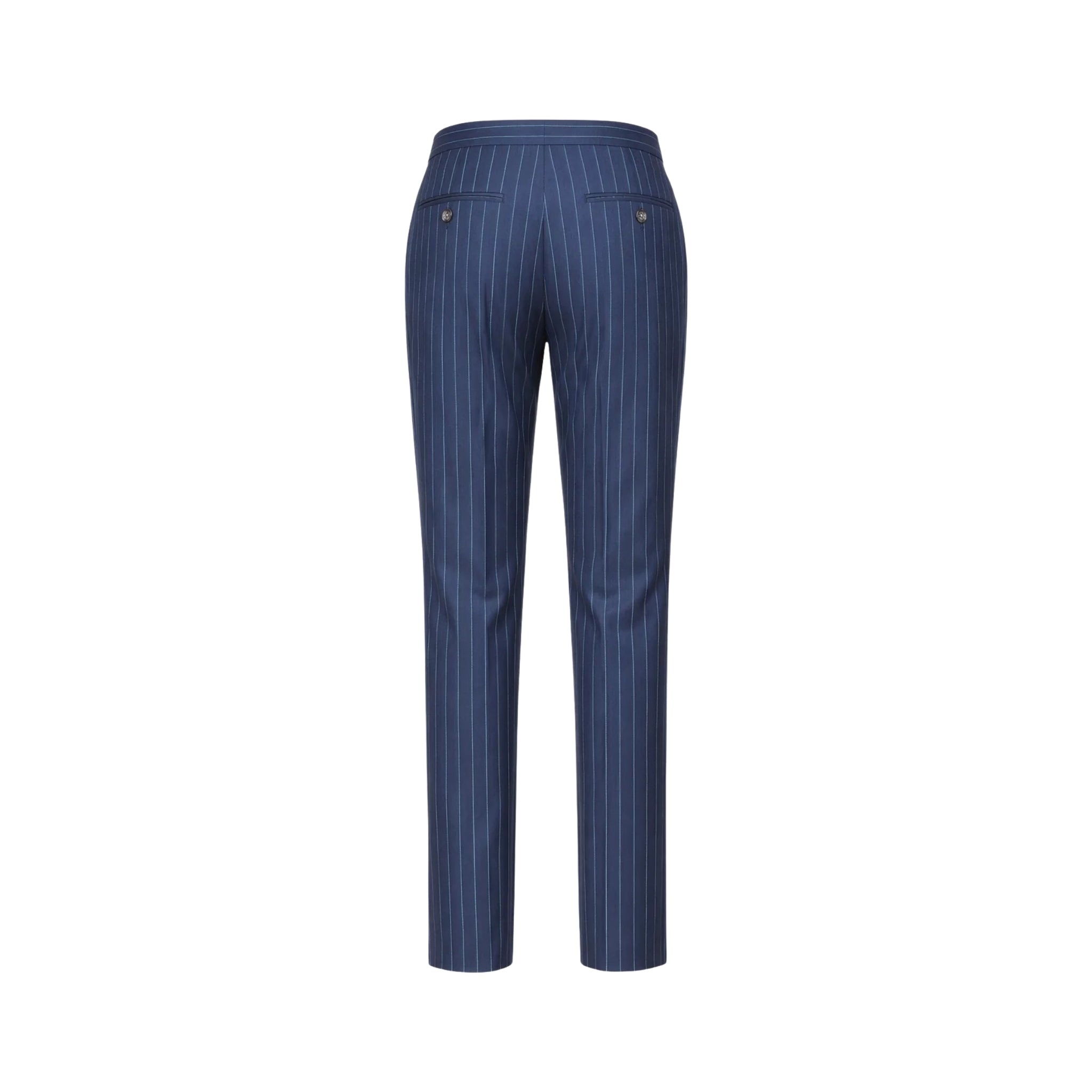 Tailory navy white pinstripe tailored dress trousers back view