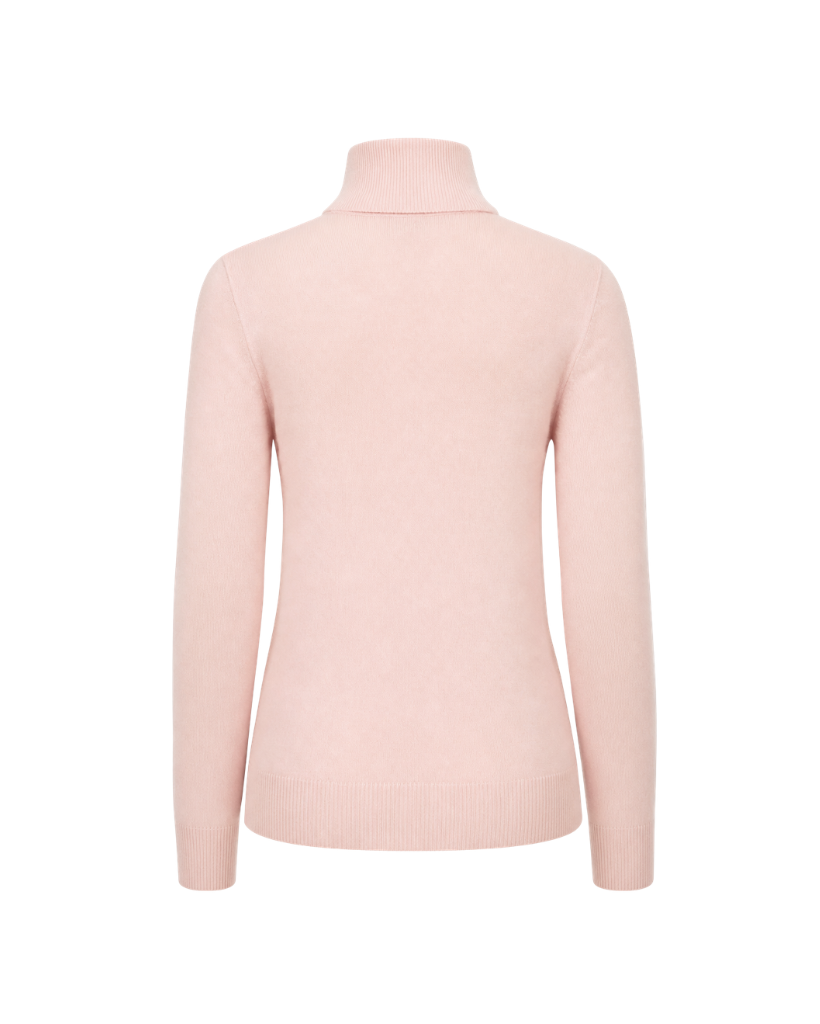 The Tailory New York pink Loro Piana baby cashmere quarter zip back view
