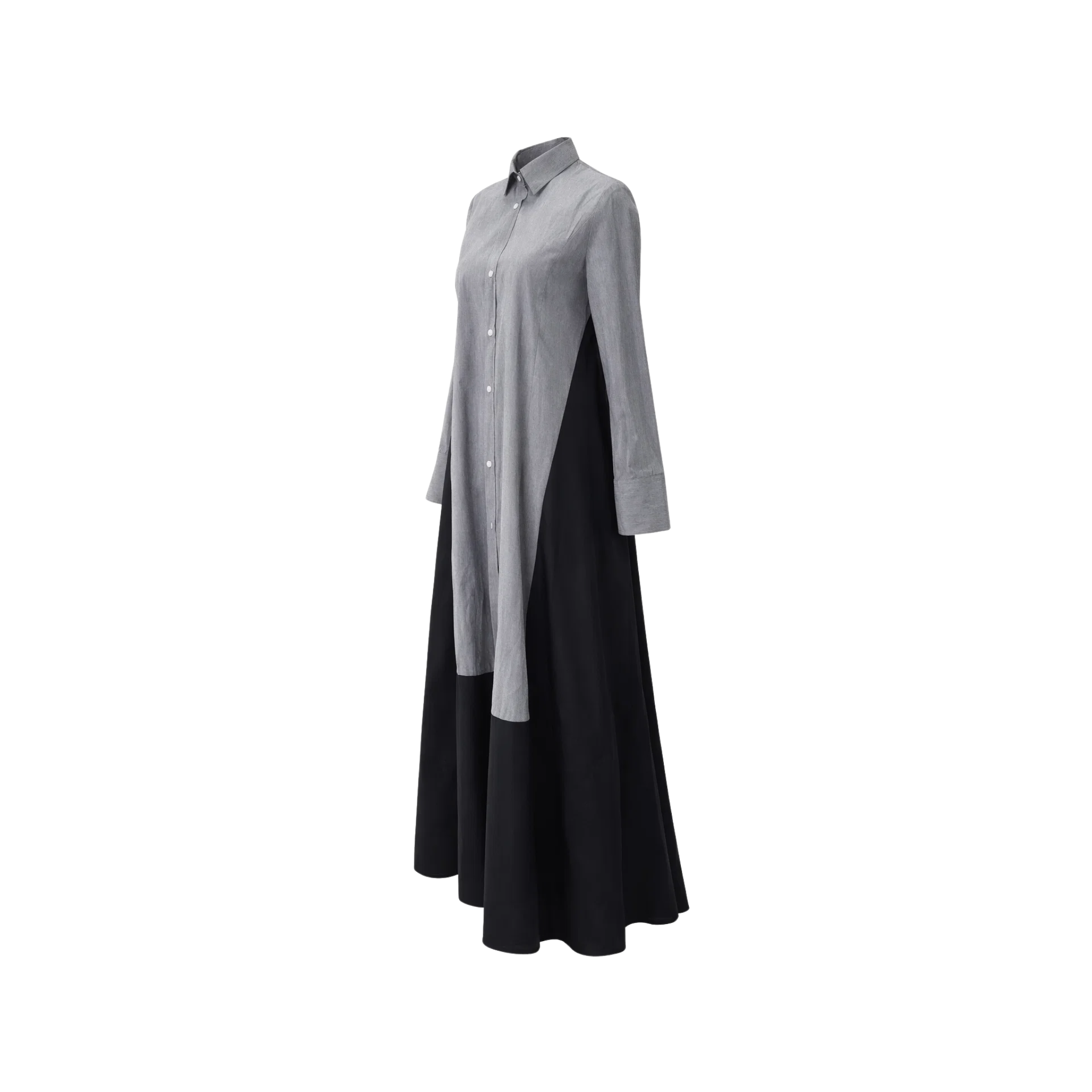 Tailory grey and black paneled shirt dress side view