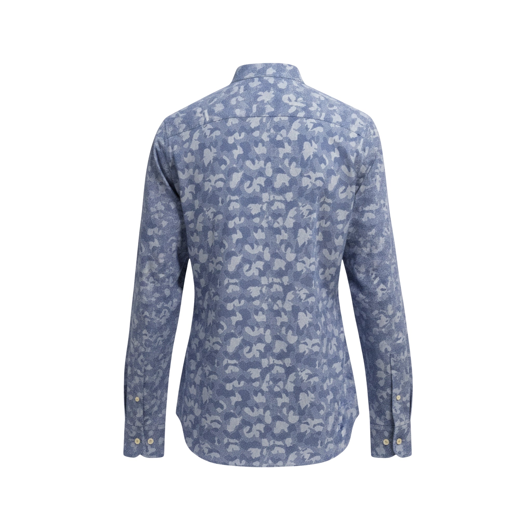 Tailory blue camo tailored shirt with mandarin collar back view