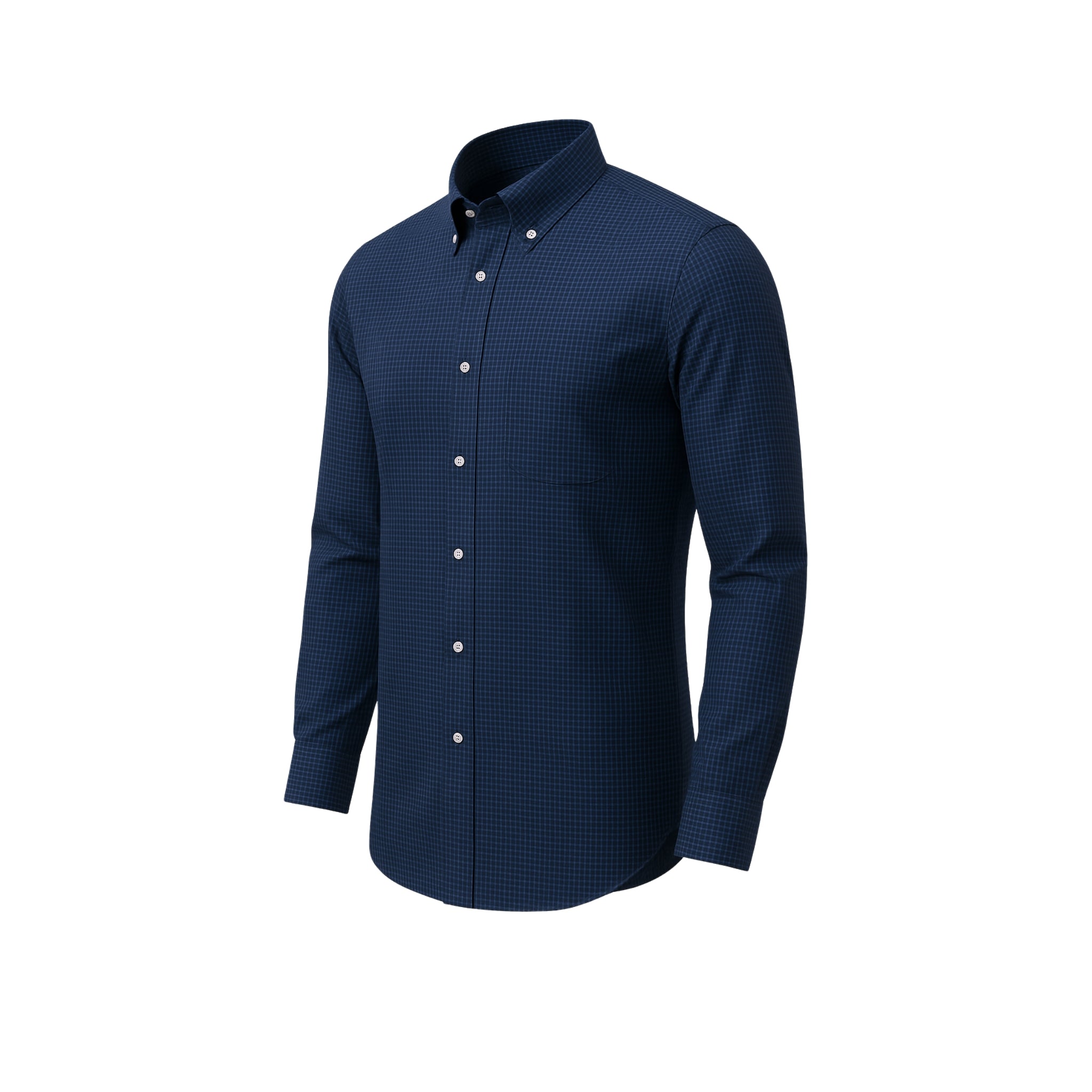 Tailory navy check cotton men’s shirt Side view