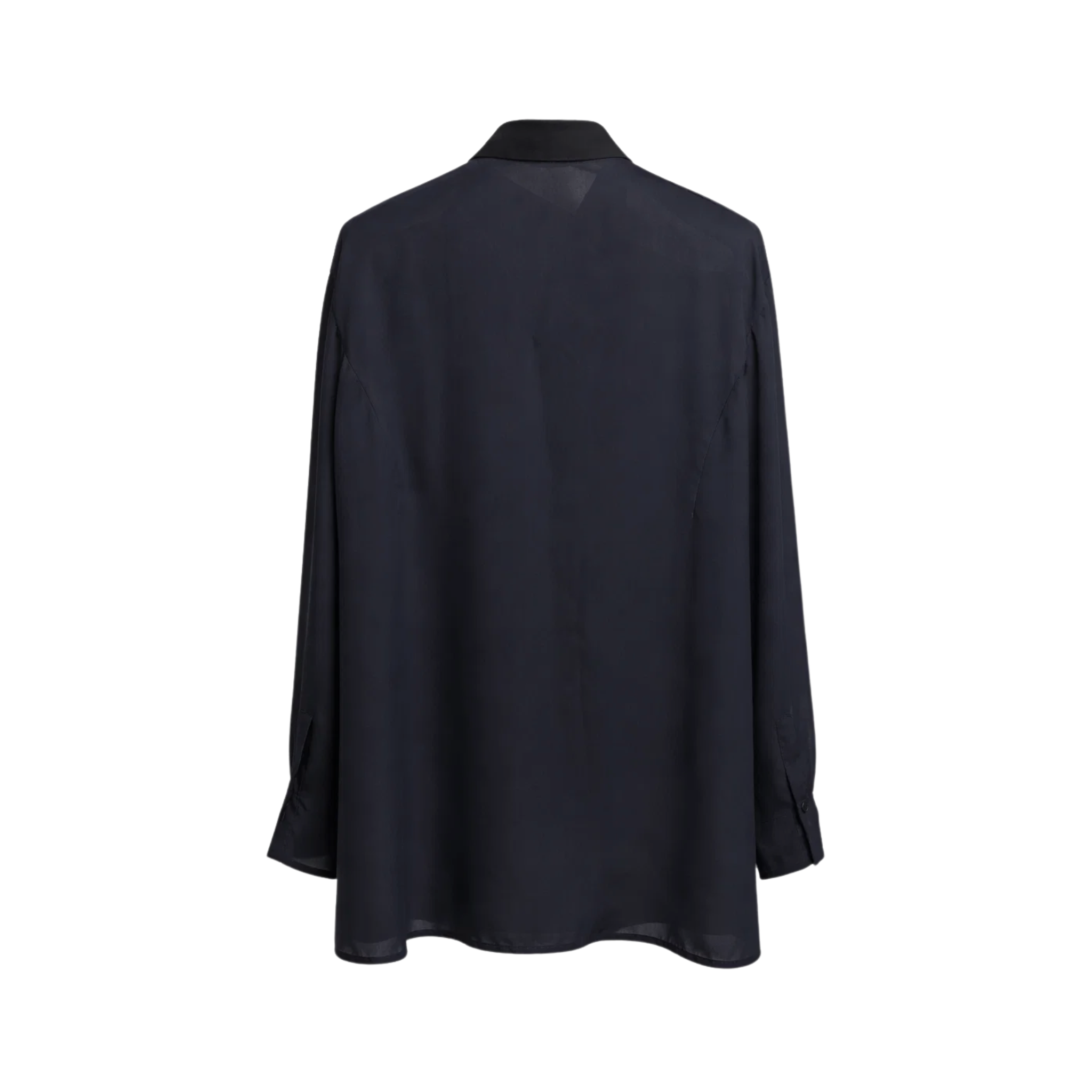Tailory navy sheer shirt with contrast trim back view