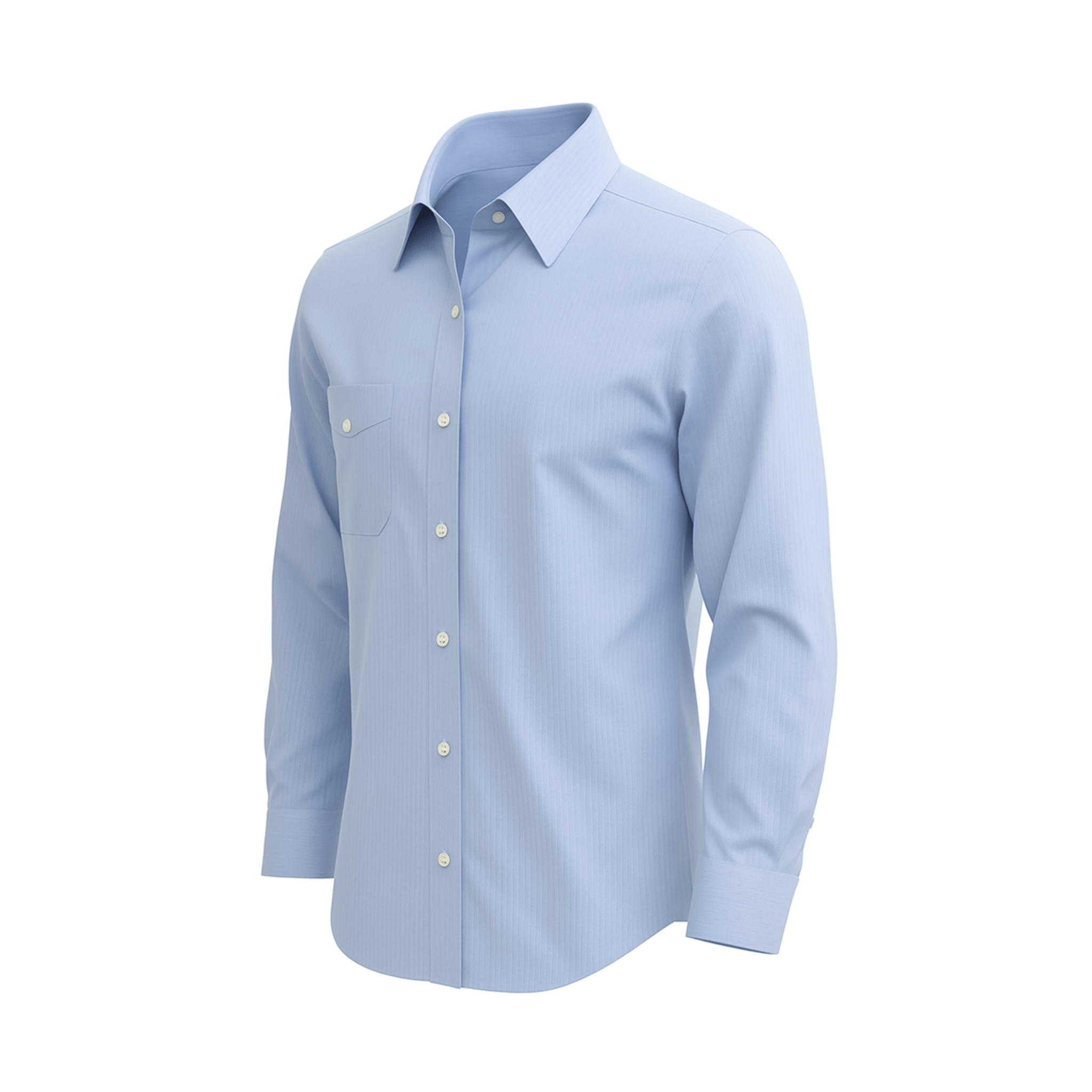 Tailory light blue pinstripe dress shirt side view