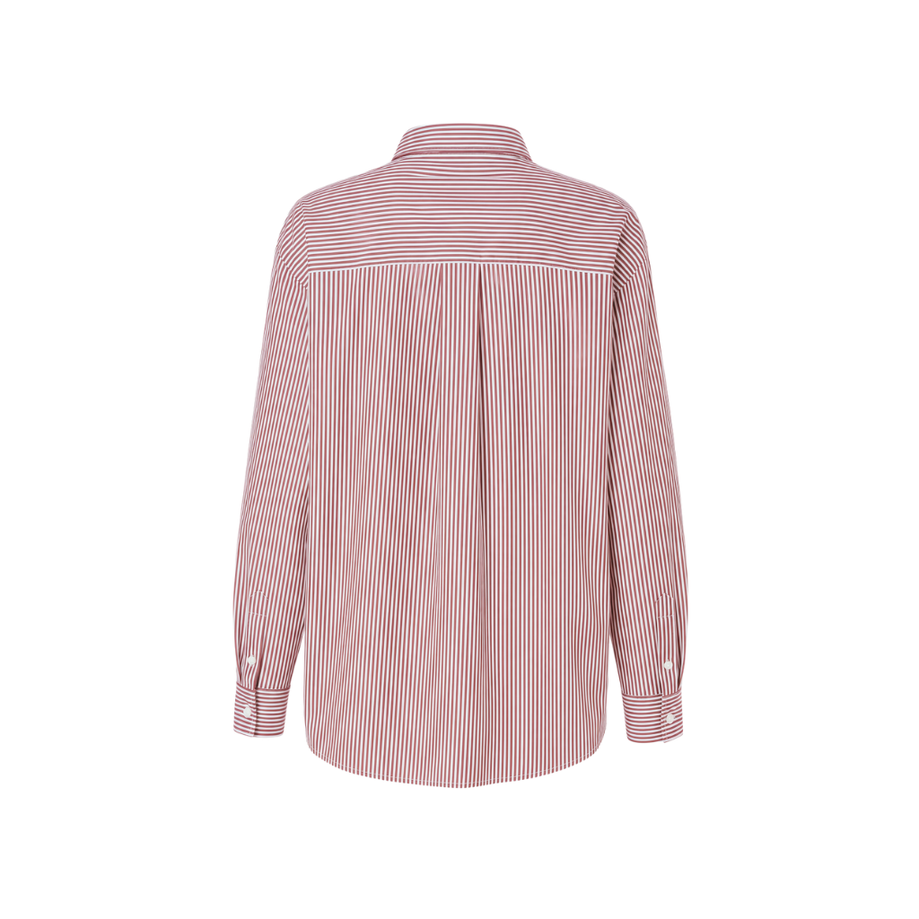 The Tailory New York red striped Loro Piana cotton oversized shirt back view