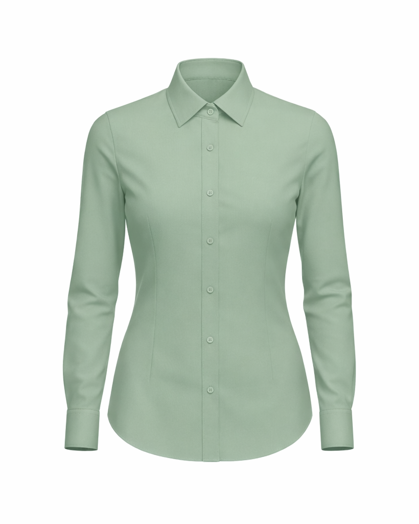 Tailory sage tailored fitted women’s shirt point collar front view