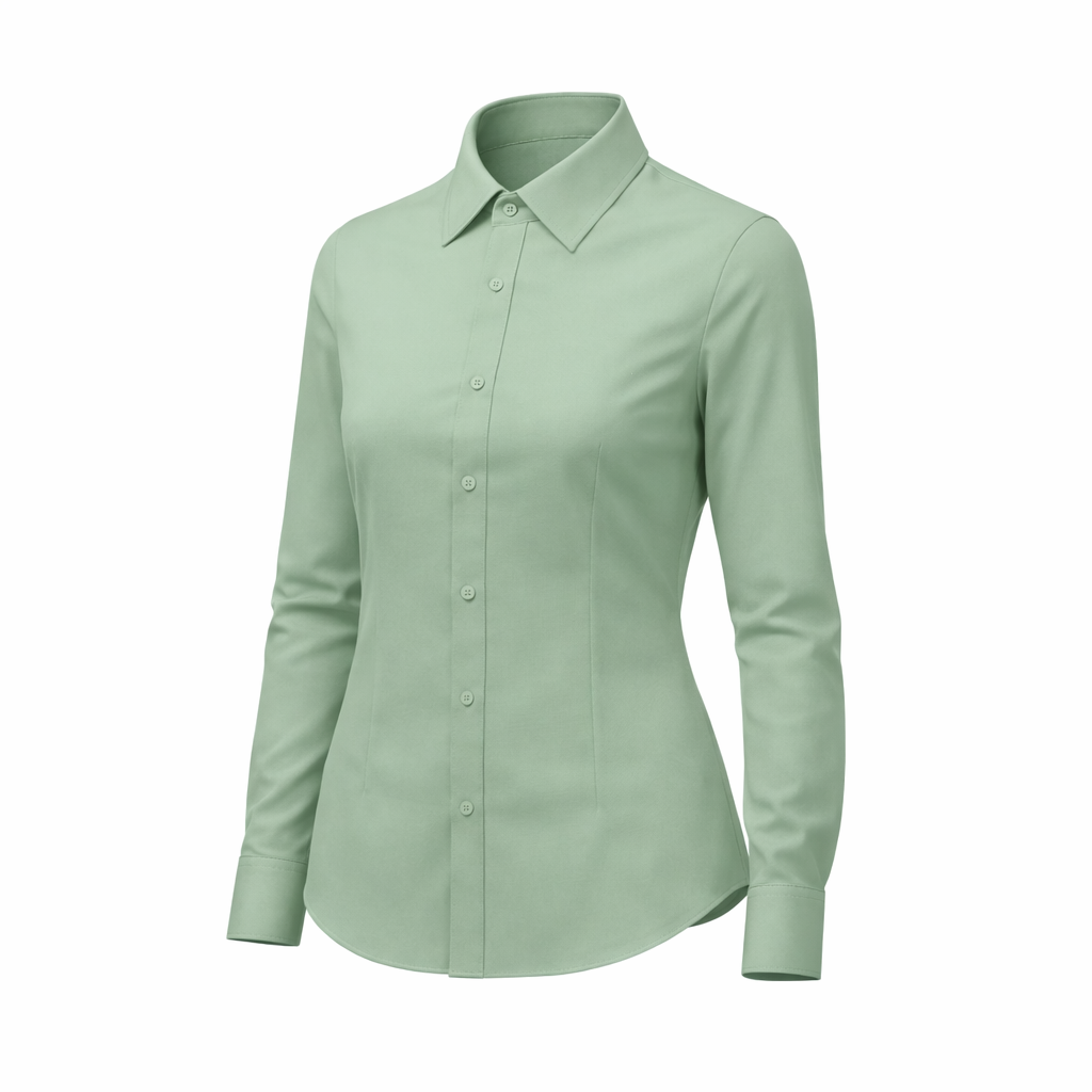 Tailory sage tailored fitted women’s shirt point collar side view