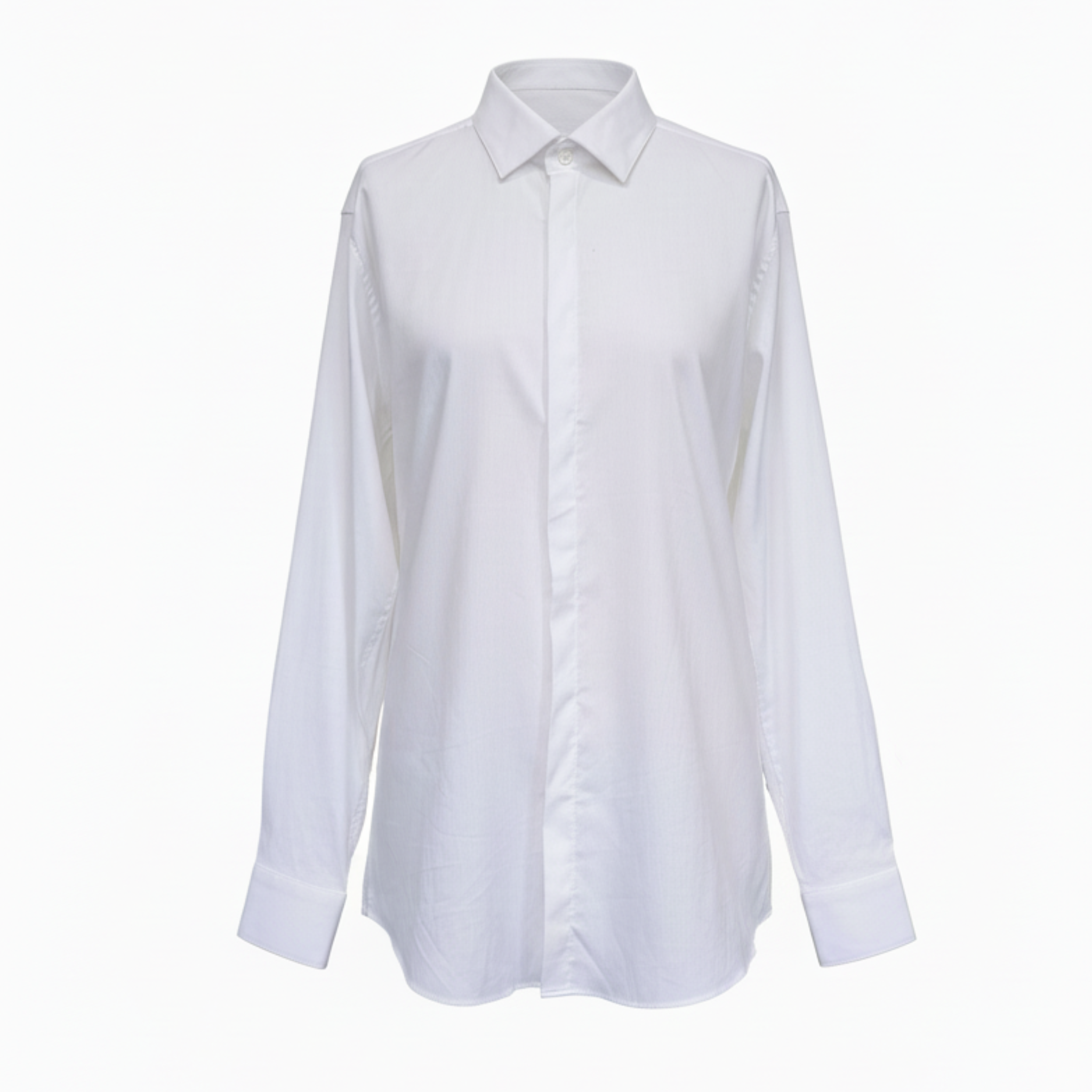 Tailory white hidden-placket shirt front view