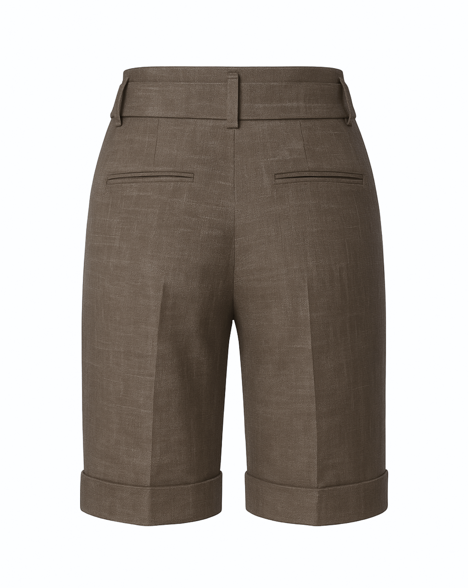 Tailory brown tailored wool-silk Bermuda shorts back view