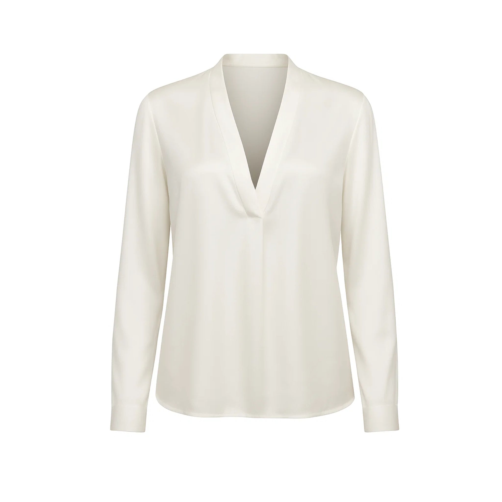 Tailory white silk V-neck blouse front view