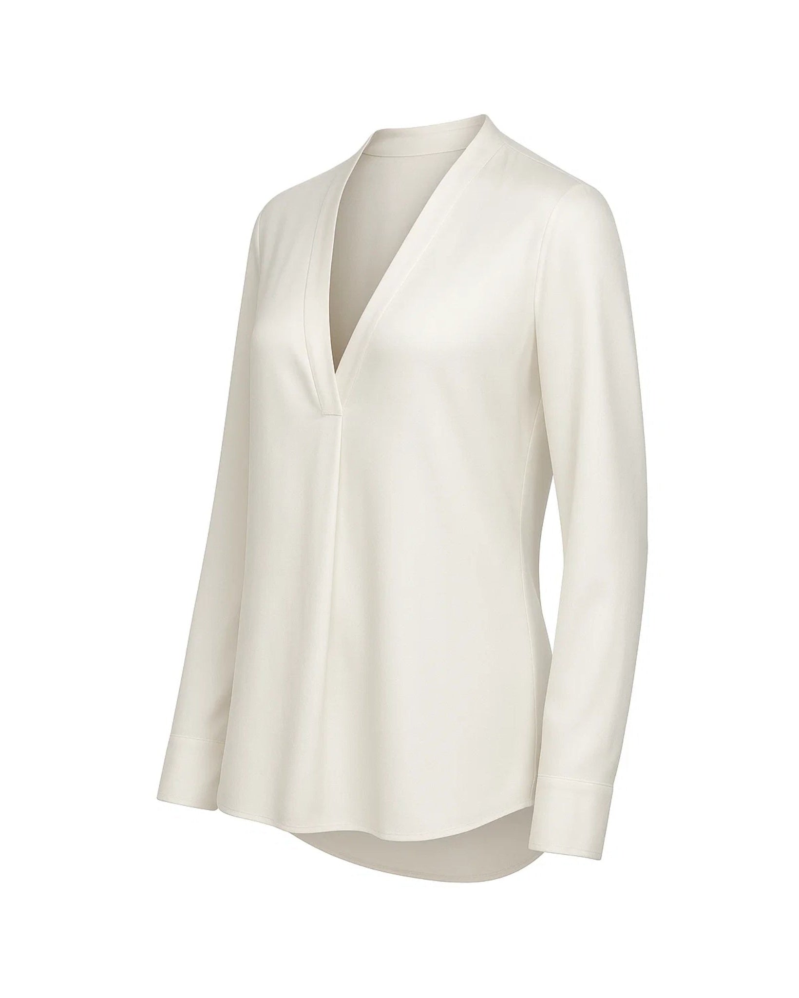 Tailory white silk V-neck blouse side view