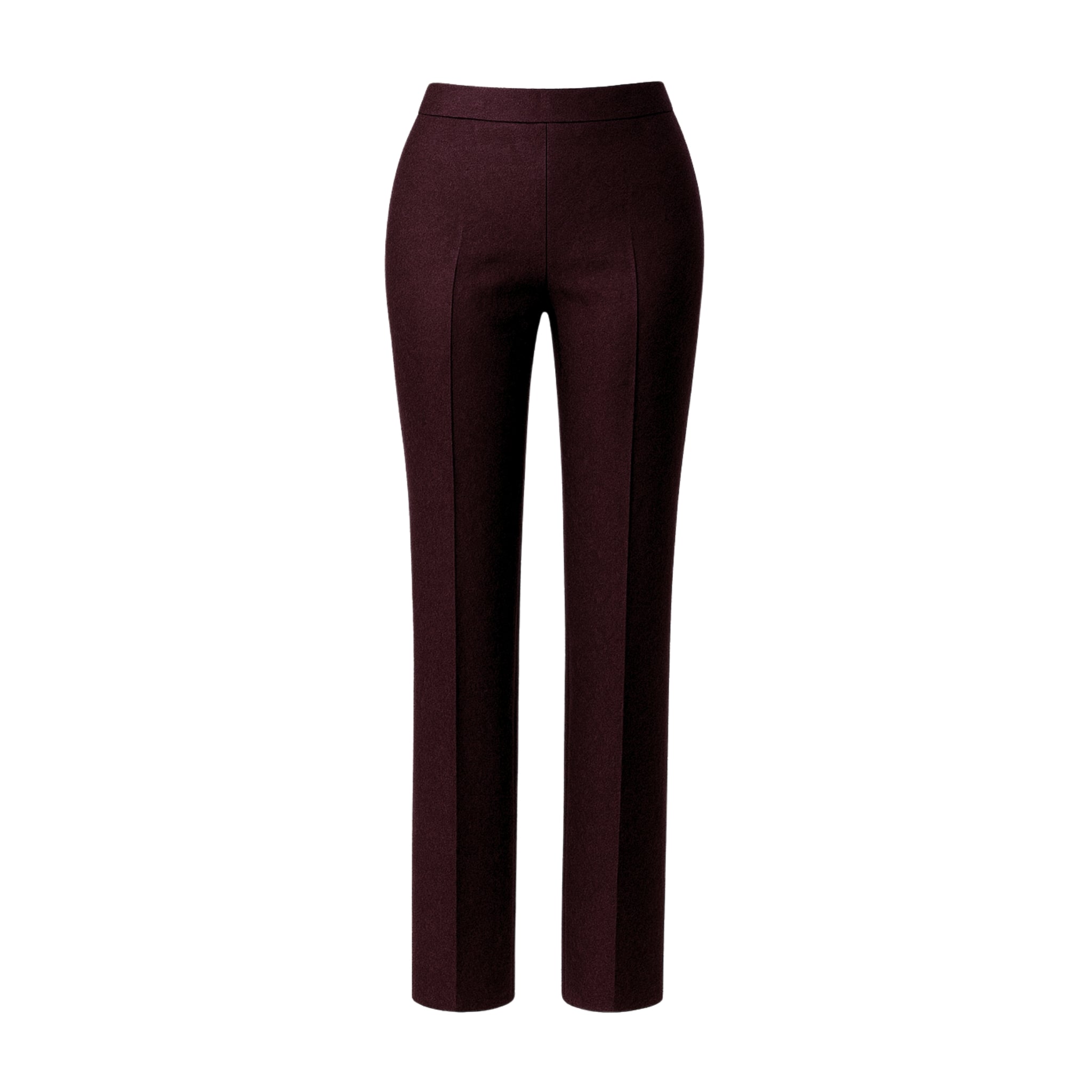 Tailory deep burgundy wool trousers front view
