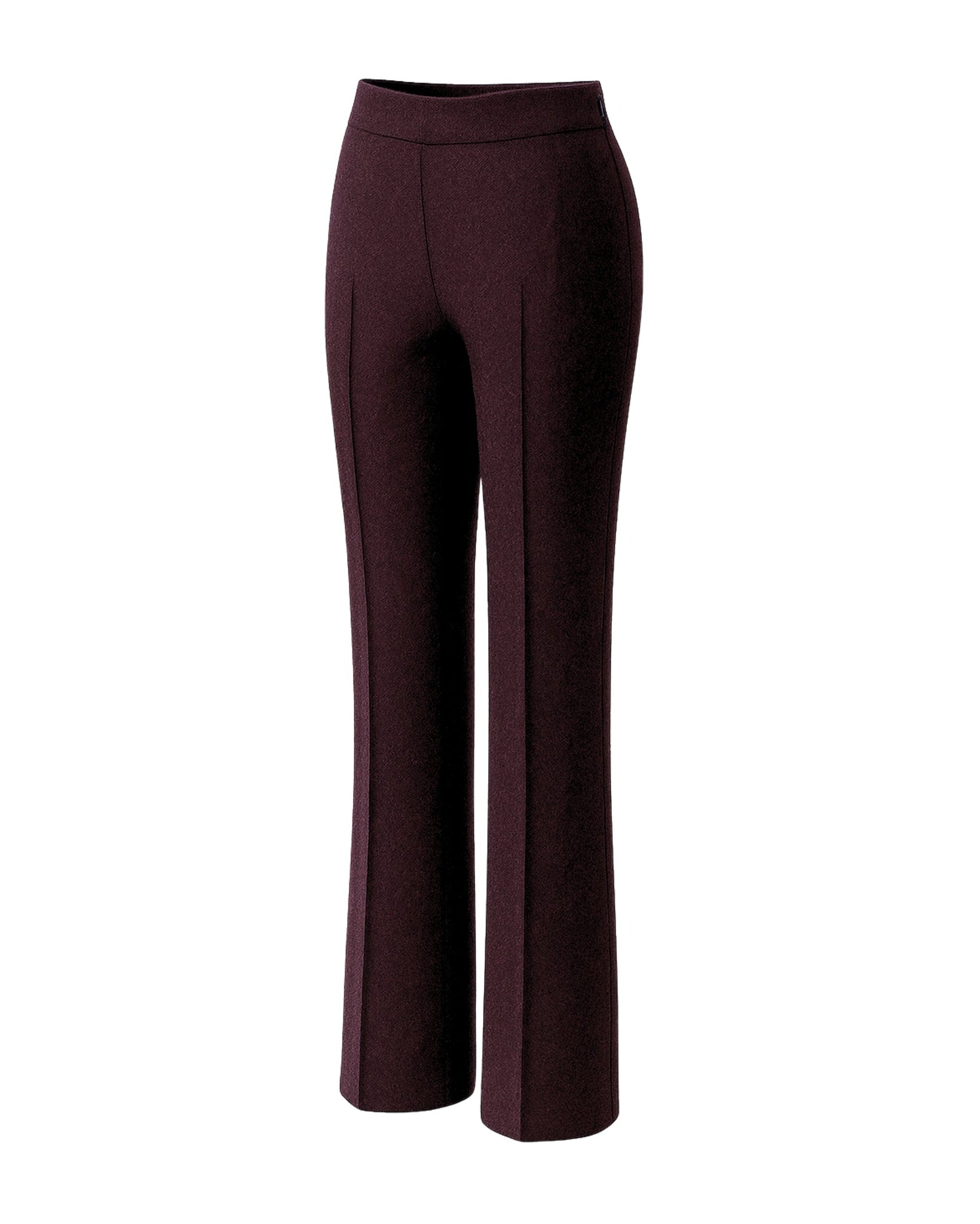 Tailory deep burgundy wool trousers side view