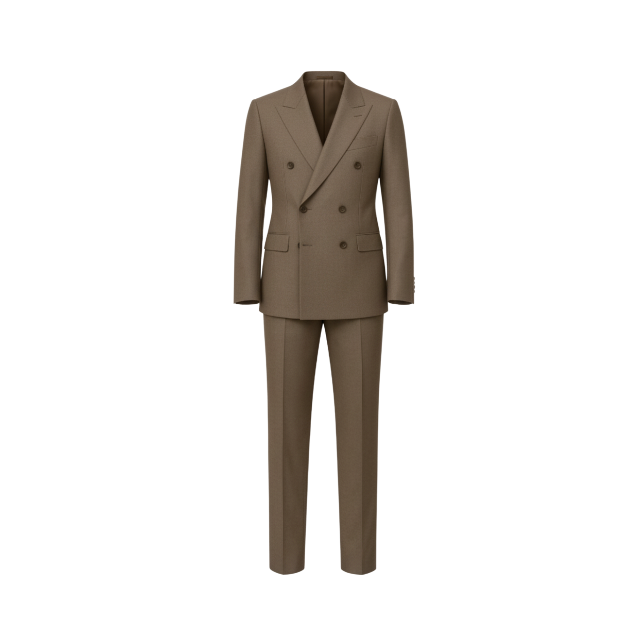 Tailory taupe double breasted wool suit front view