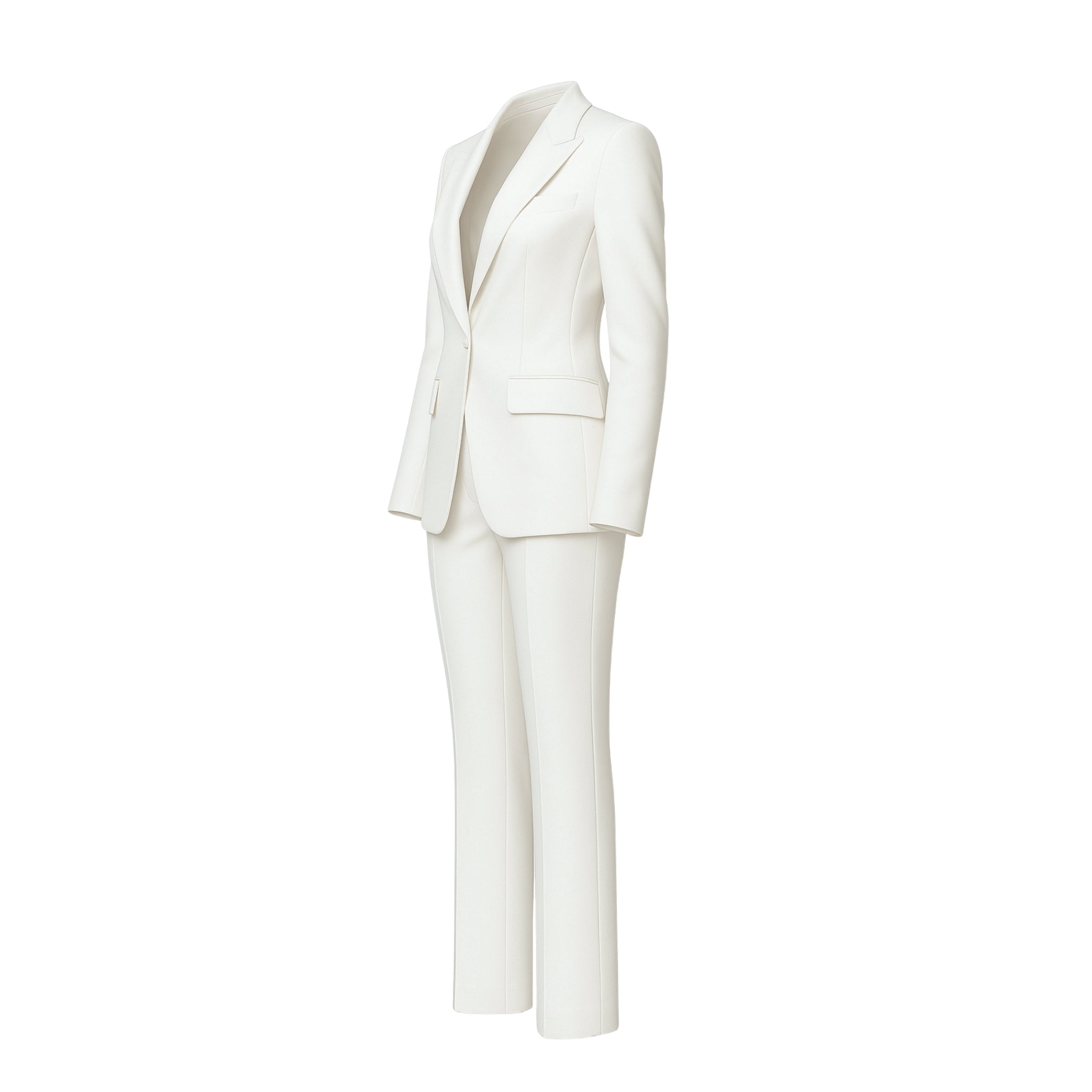Tailory classic white feminine fit wool suit side view