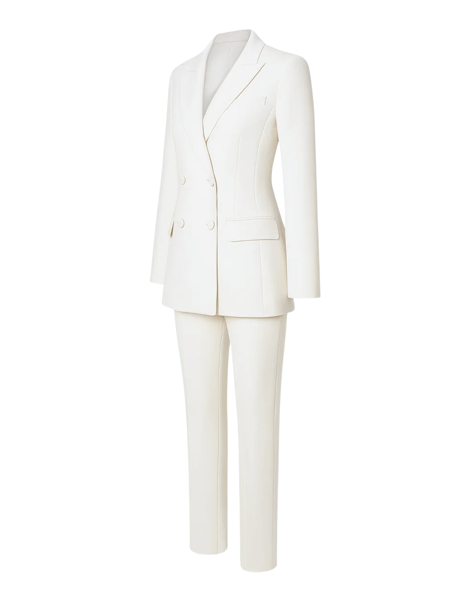 Tailory ivory double-breasted fitted wedding suit side view