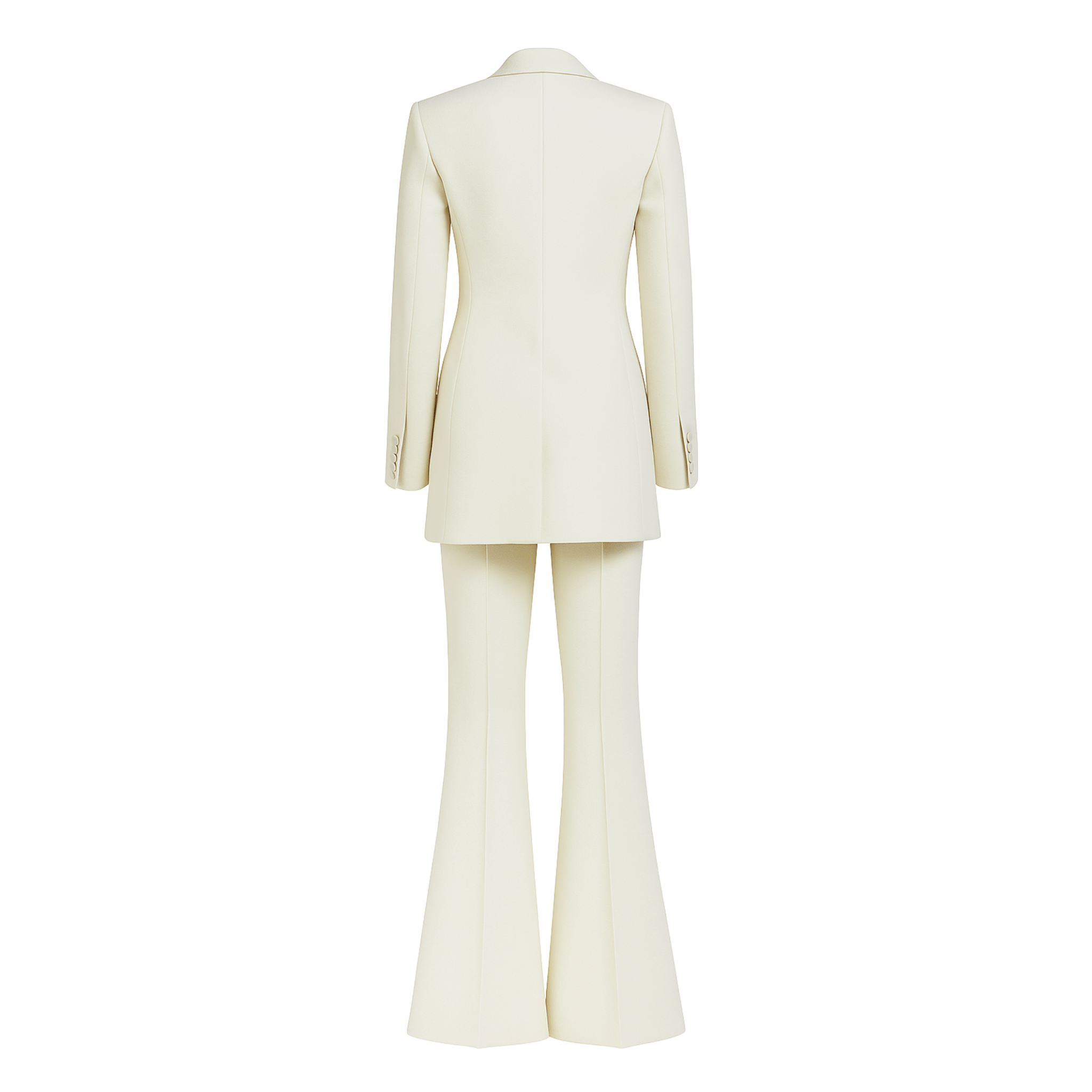 Tailory ivory Loro Piana tailored bridal suit back view