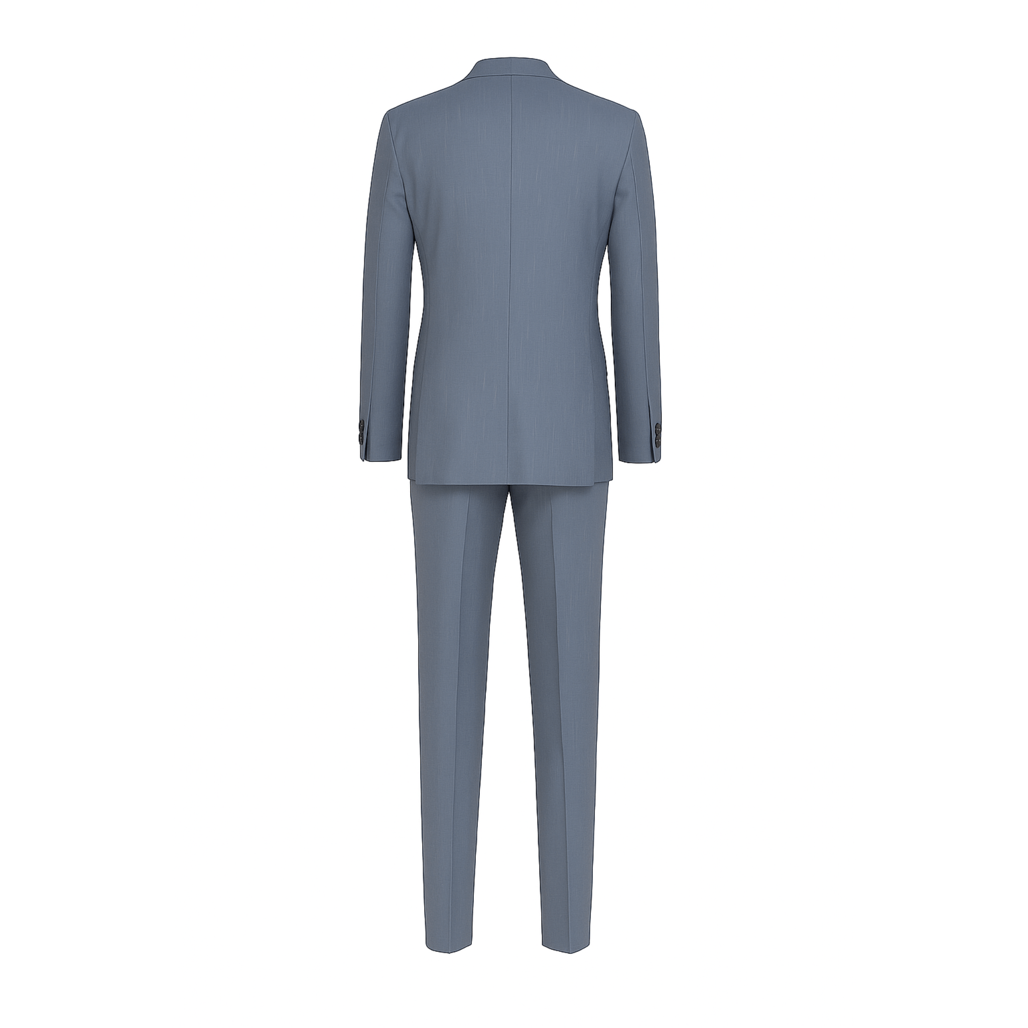 Tailory powder blue double-breasted peak lapel suit back view
