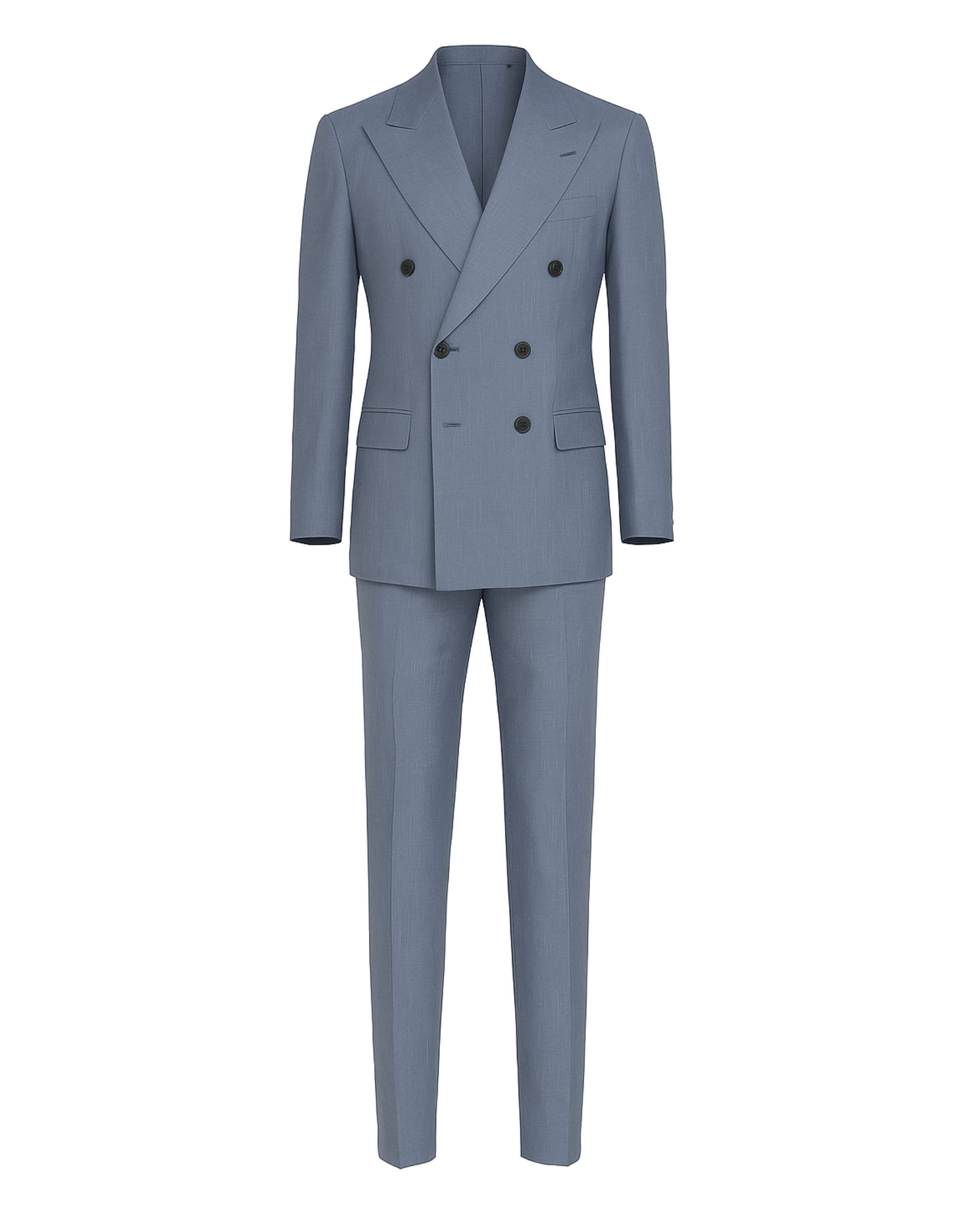 Tailory powder blue double-breasted peak lapel suit front view