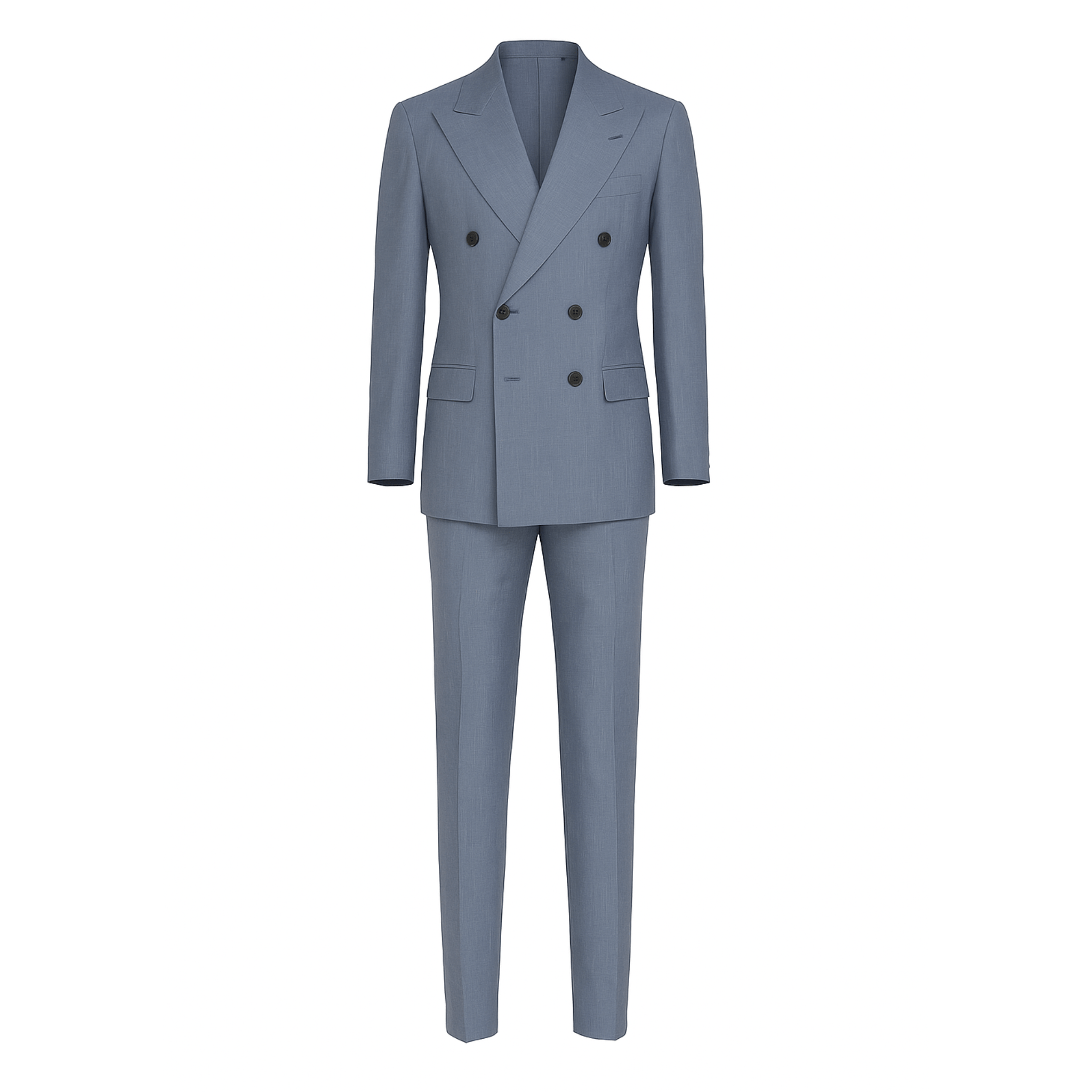Tailory powder blue double-breasted peak lapel suit front view