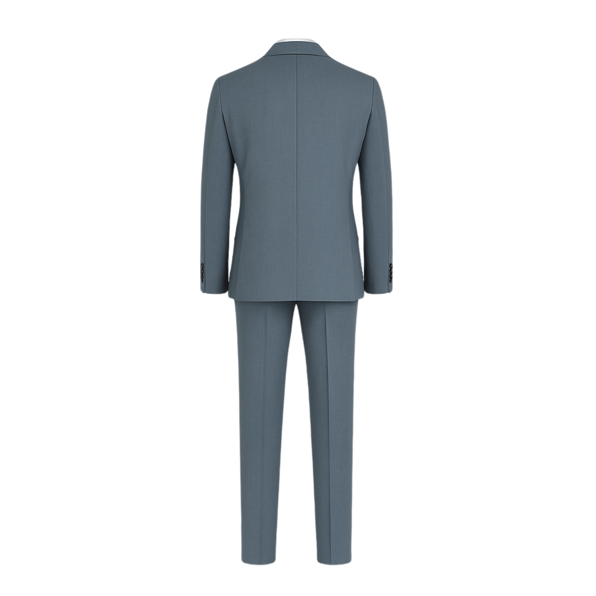 Tailory steel gray silk blend suit back view