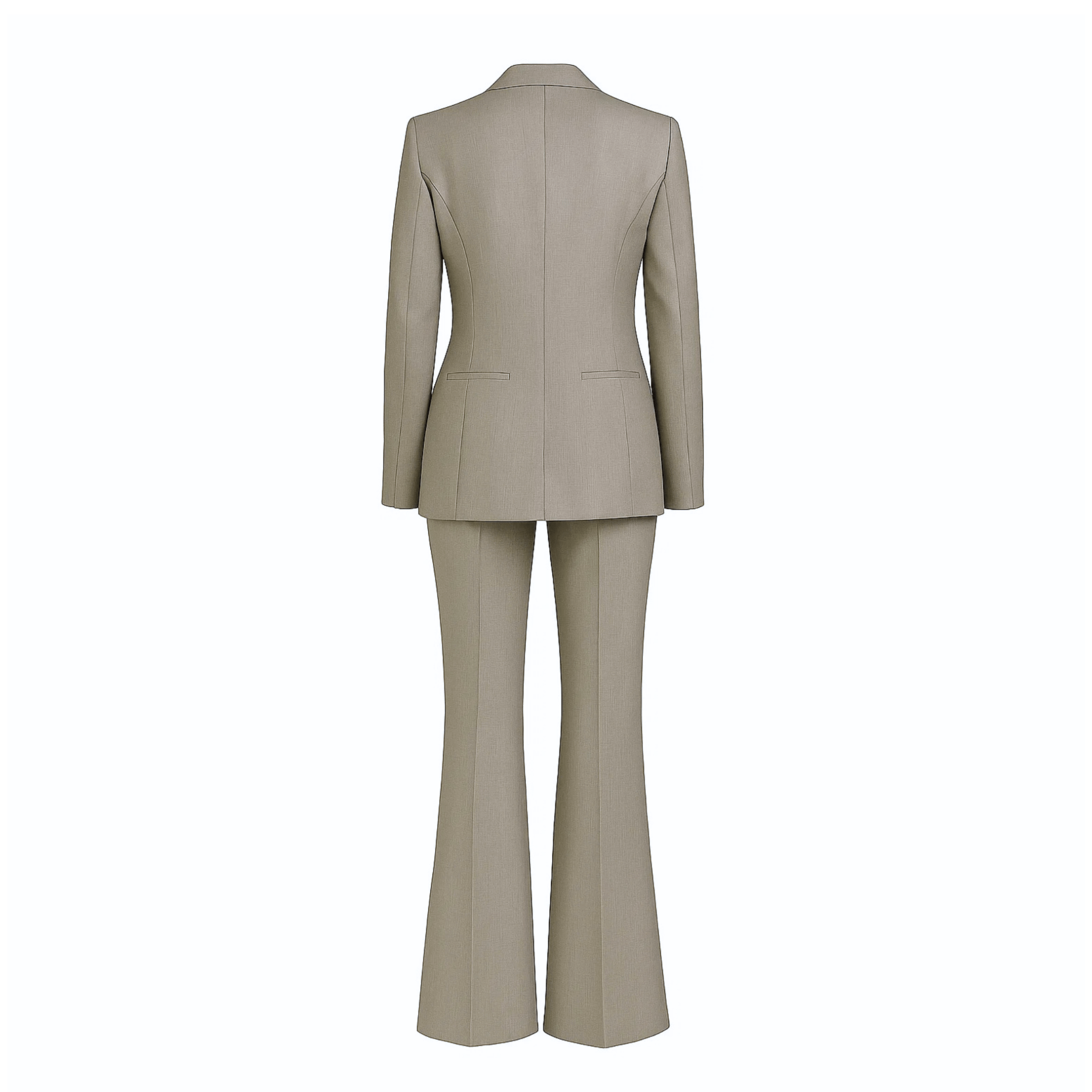 Tailory stone double-breasted flare suit set back view