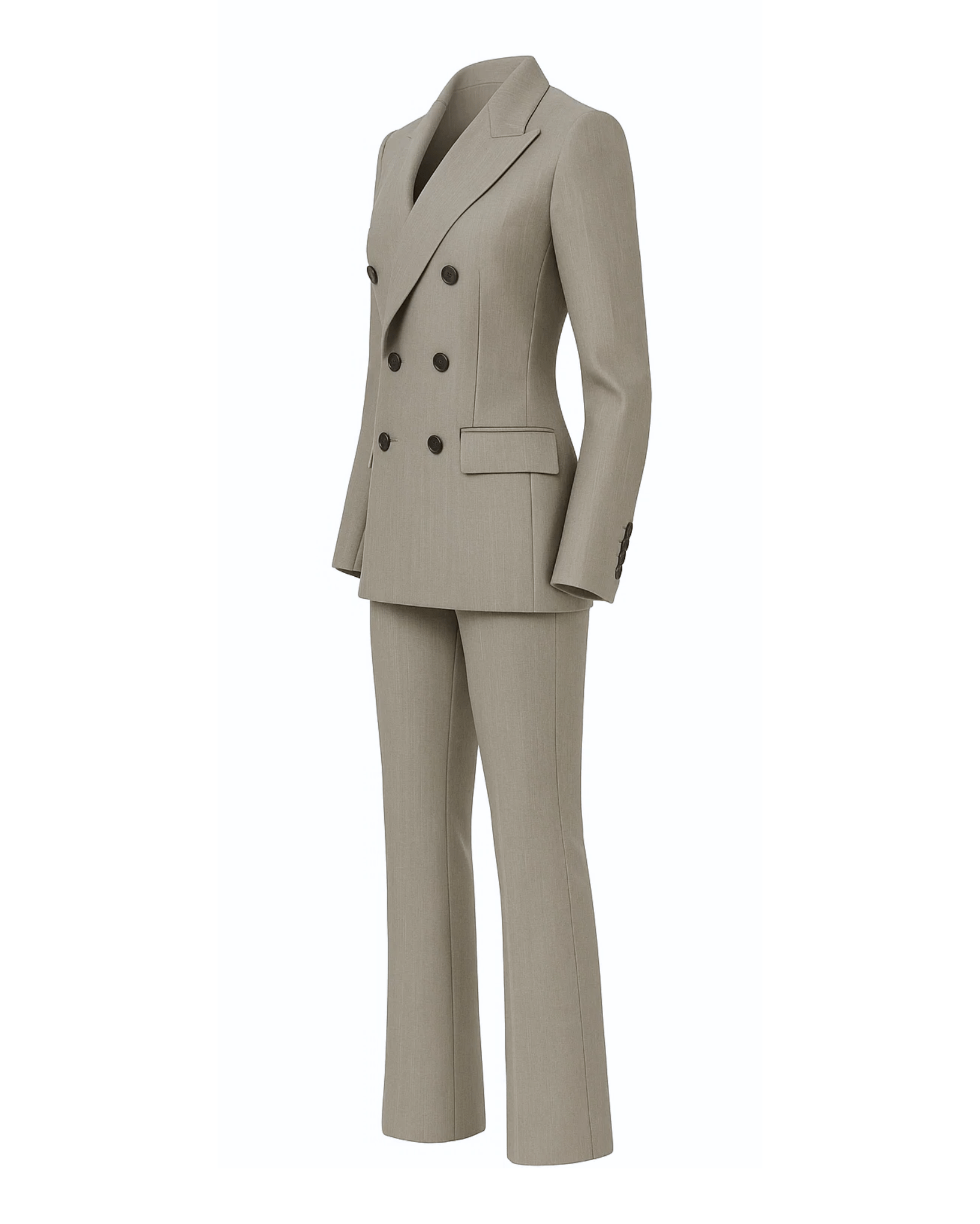 Tailory stone double-breasted flare suit set side view