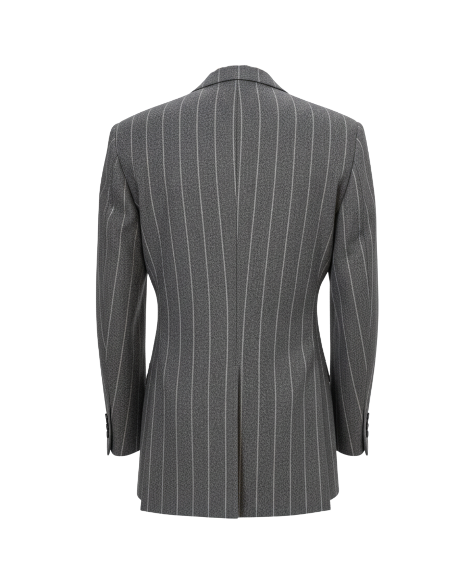 Tailory charcoal white pinstripe cropped tailored blazer back view
