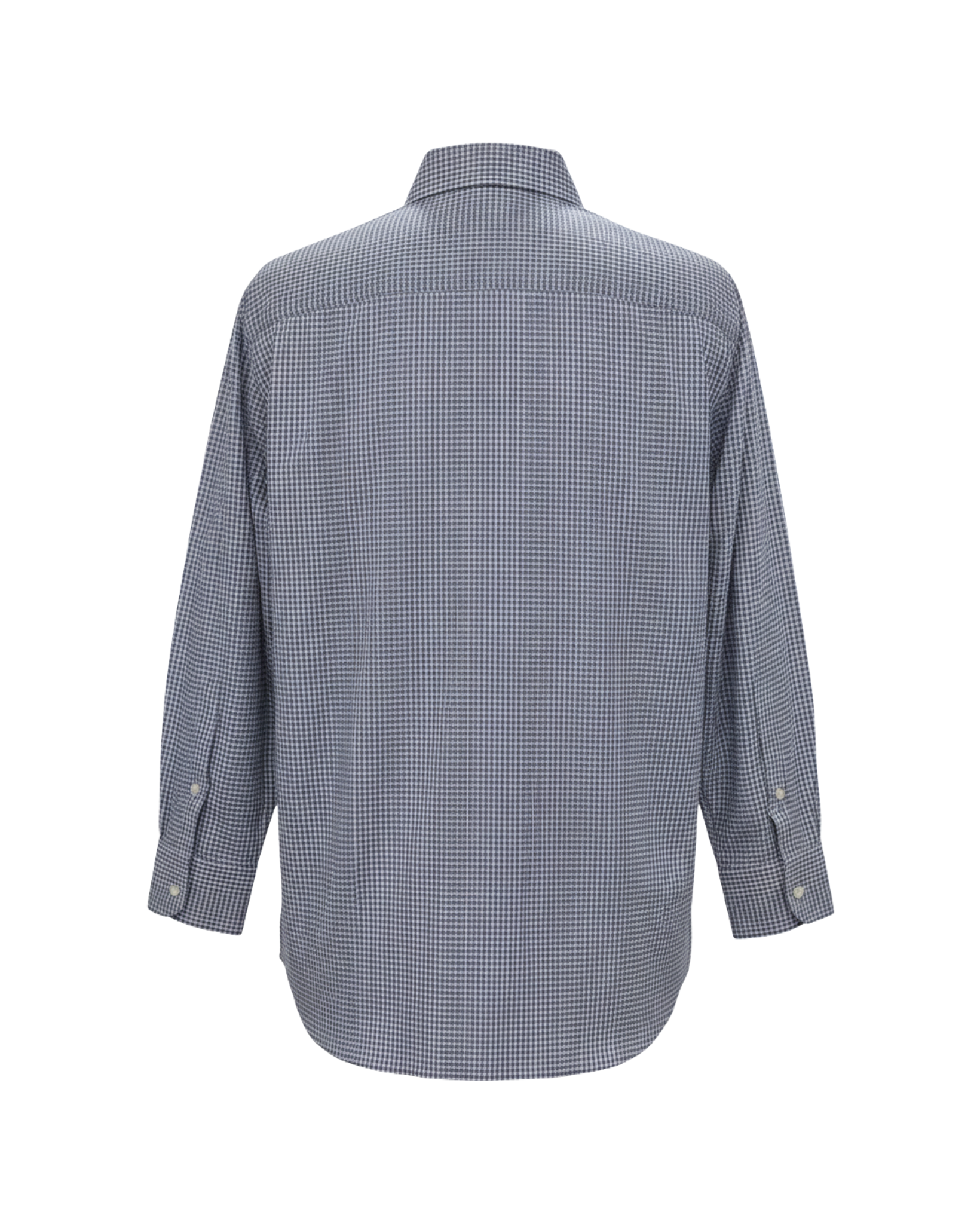Tailory light blue and white micro-gingham tailored shirt back view