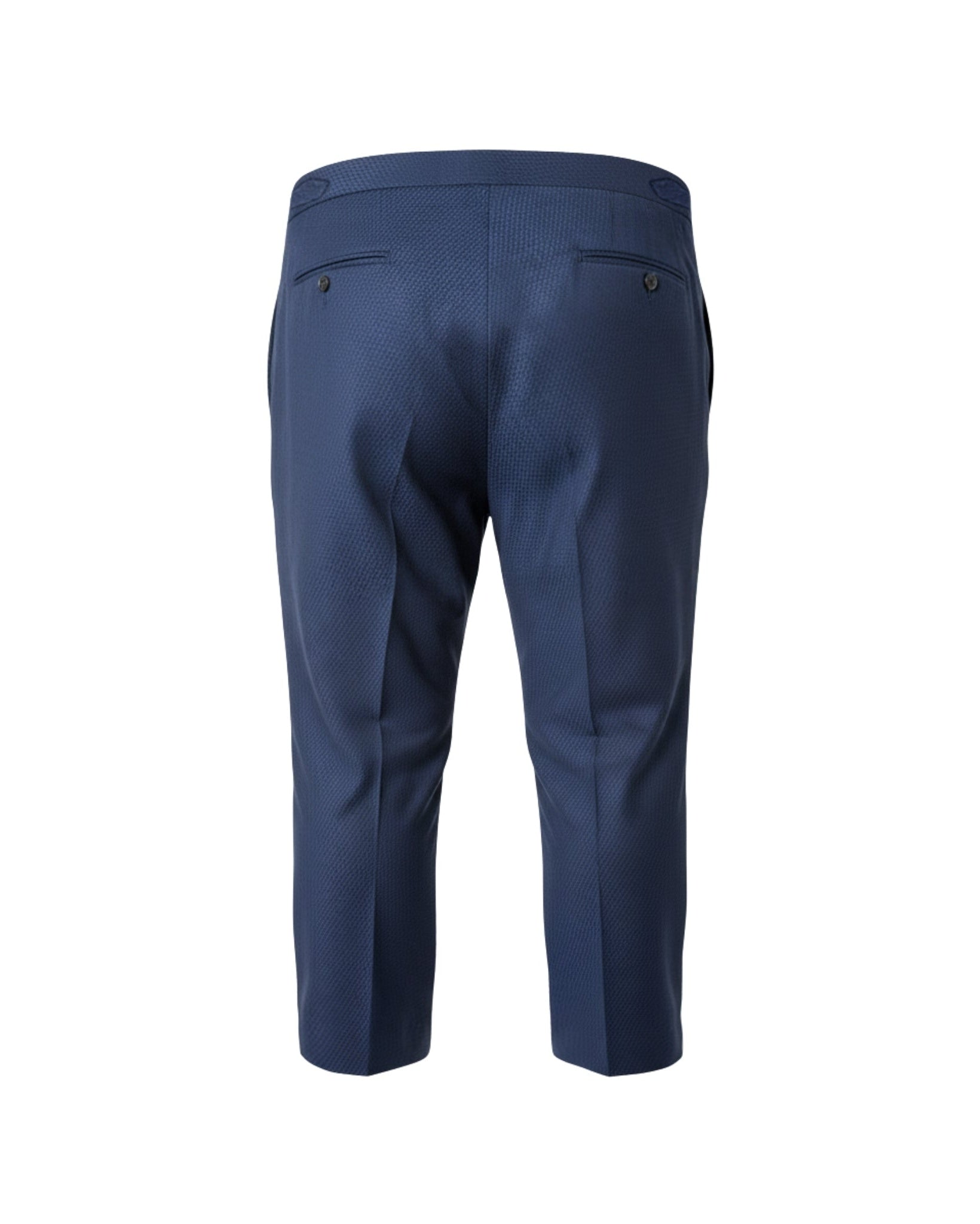 Navy textured cropped tailored trousers back view