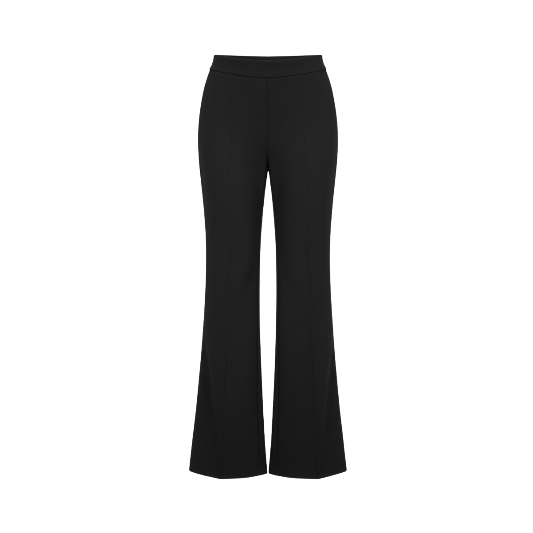 Tailory black high-waisted flare trousers front view