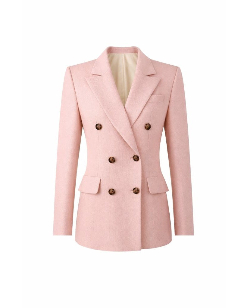 Tailory blush pink double-breasted tailored blazer front view