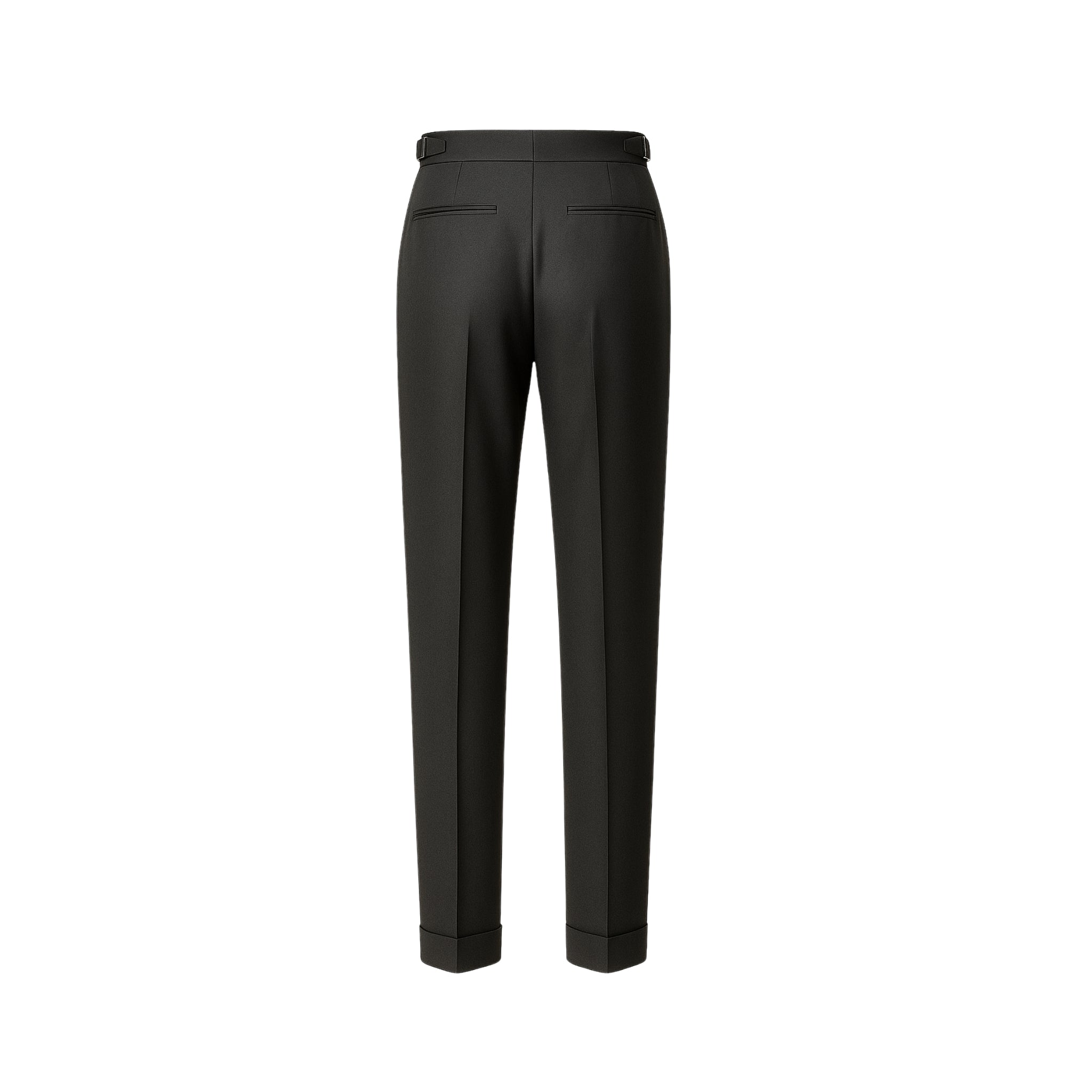 Tailory charcoal wool dress trousers straight leg back view