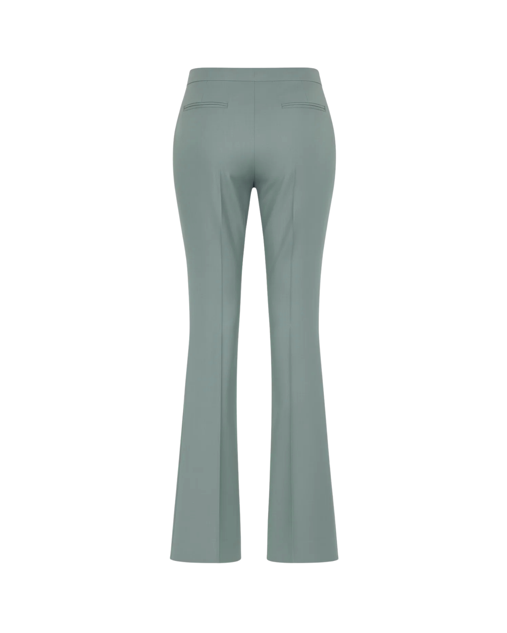 Tailory sage high-waisted flare trousers back view