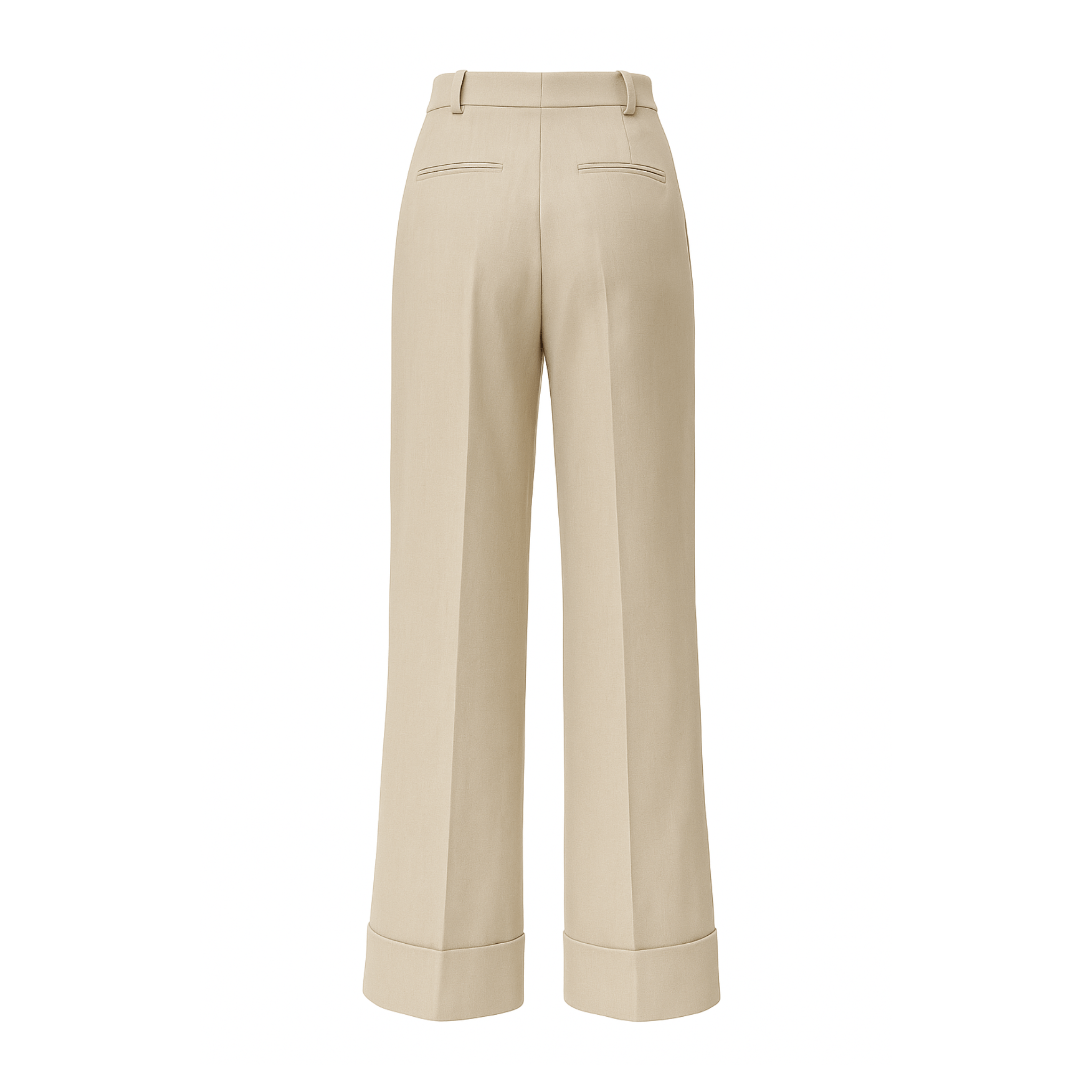 Tailory stone cotton silk pleated trousers back view