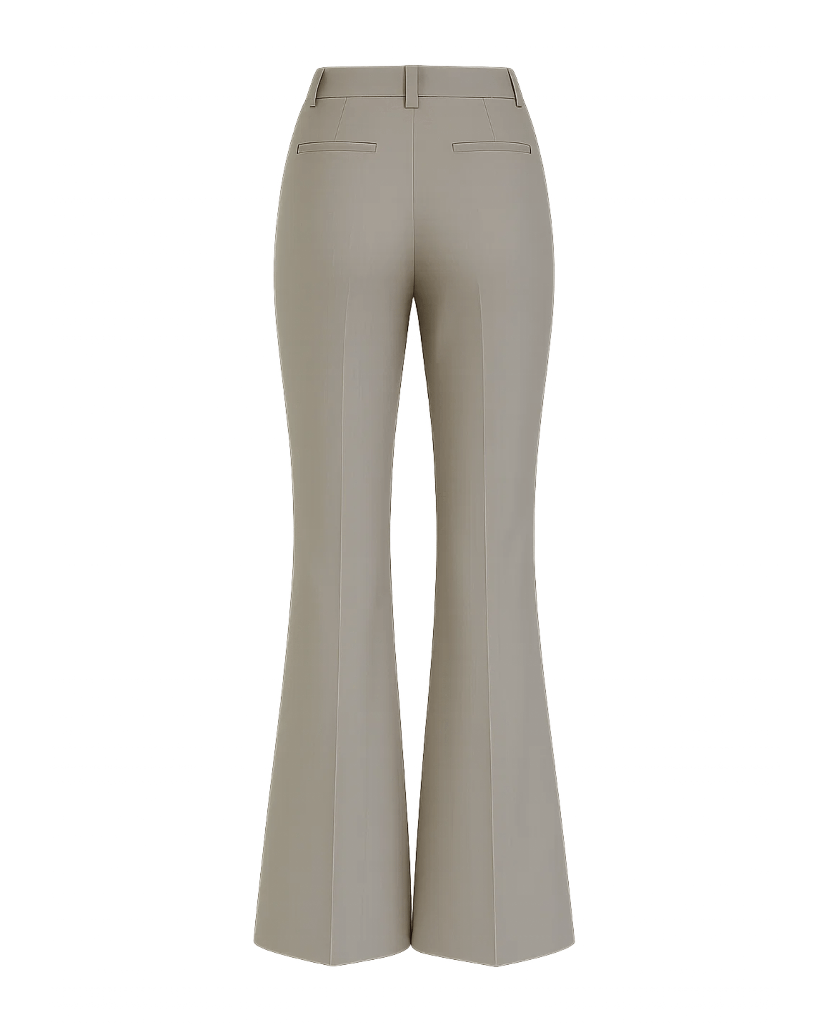 Tailory stone Loro Piana high-waisted flare trousers back view