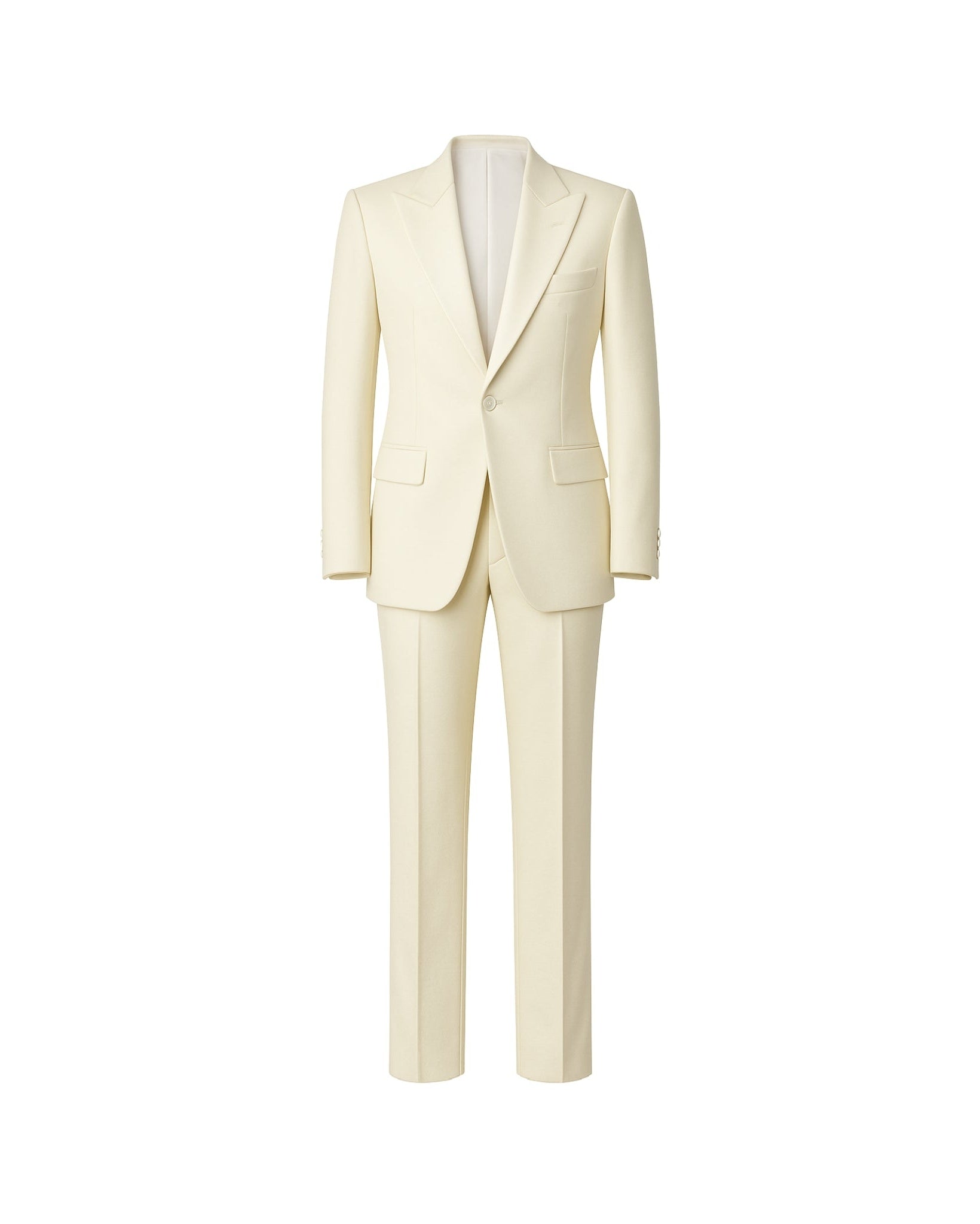 Tailory ivory peak lapel wool tuxedo front view