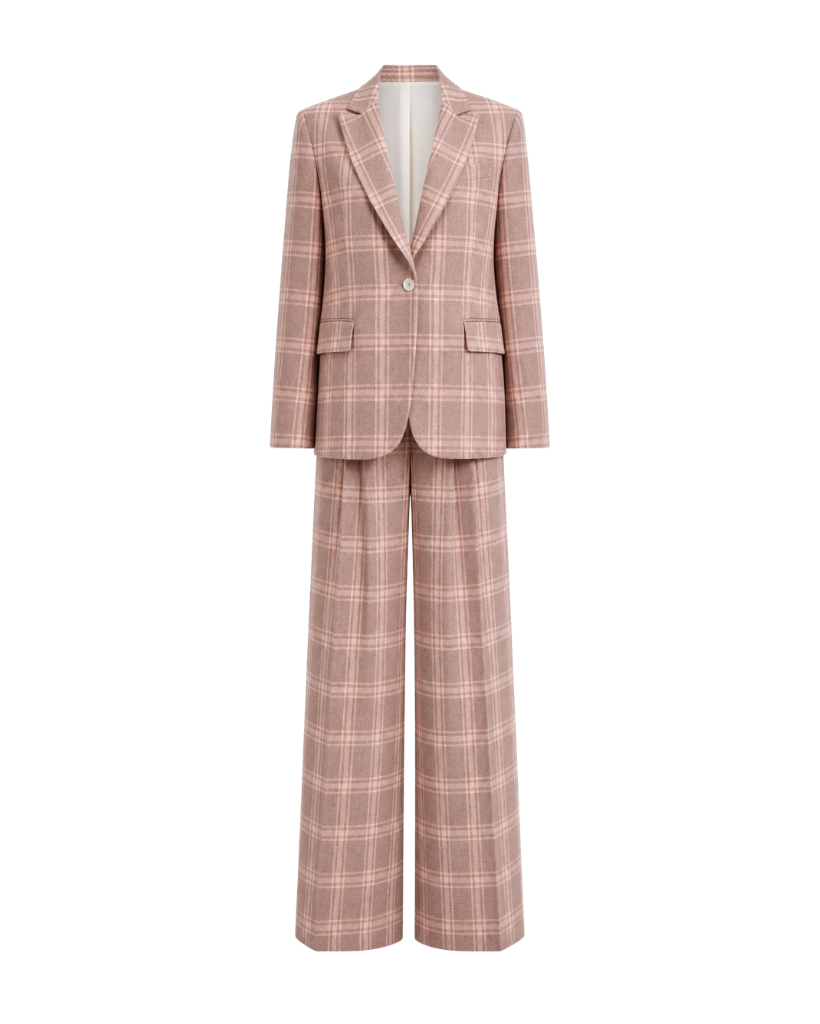 The Tailory New York pink check Loro Piana cashmere silk two-piece suit front view