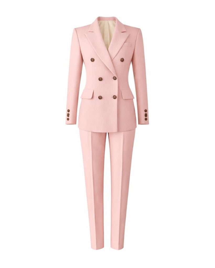 Tailory blush pink double-breasted tailored blazer front view