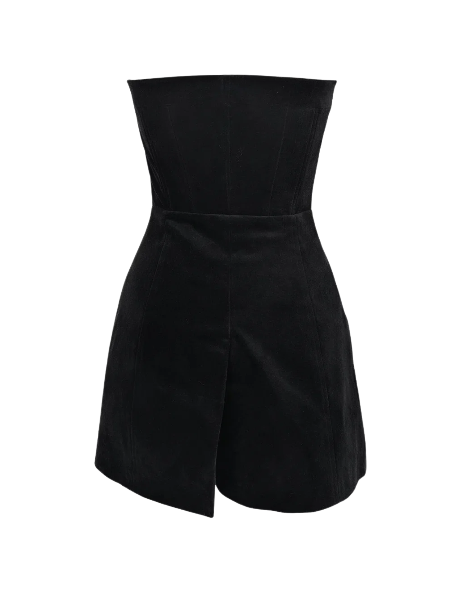 Tailory black velvet underbust structured corset top back view