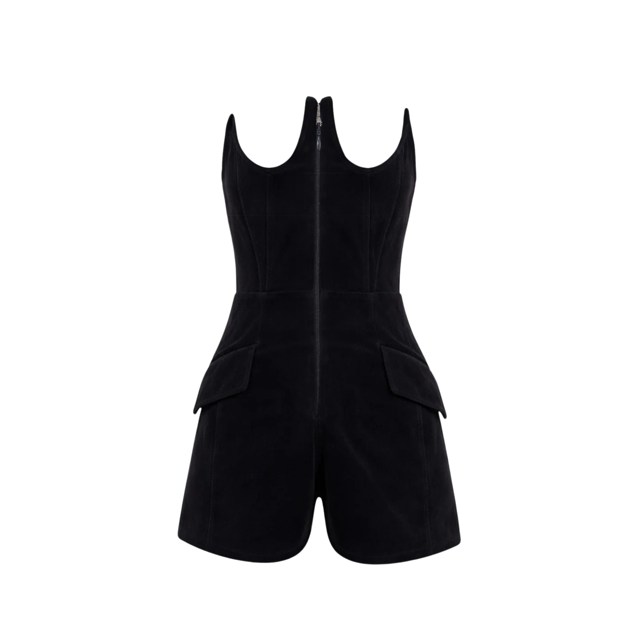 Tailory black velvet underbust structured corset top front view